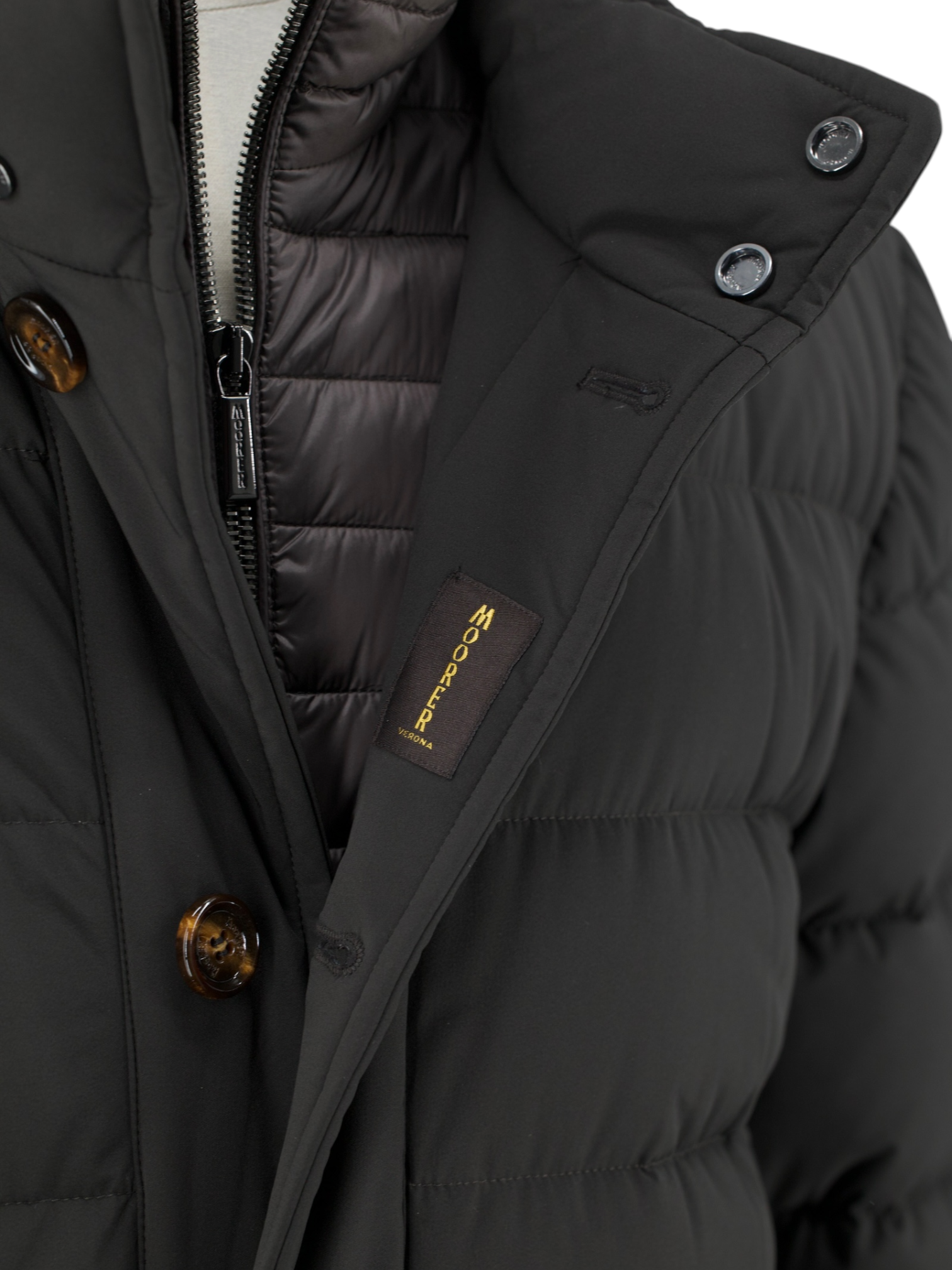 MooRER Dark Olive Goose-Down Padded Calegari-KN Coat