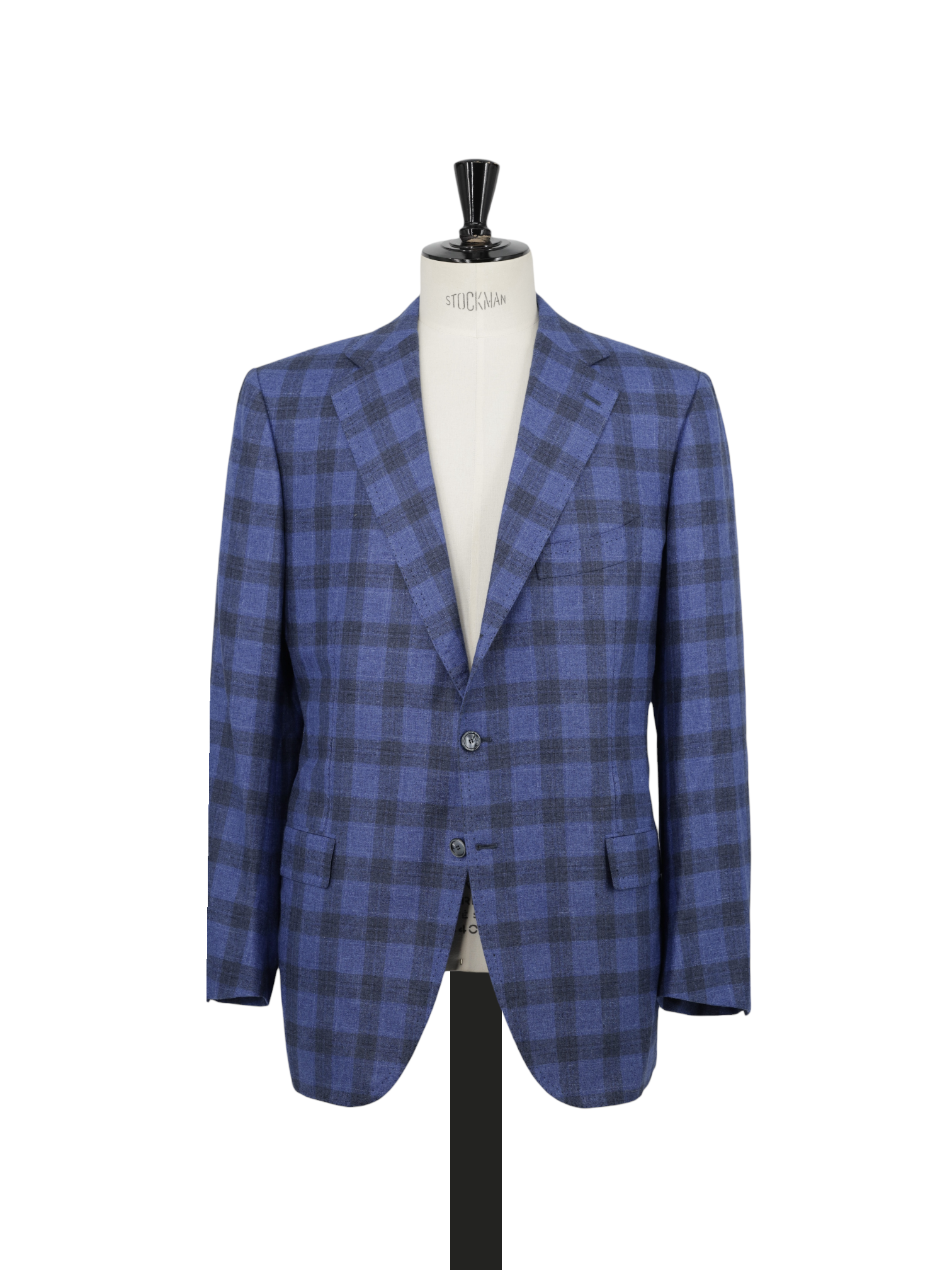 Cesare Attolini Azure Blue Silk & Cashmere Check Jacket