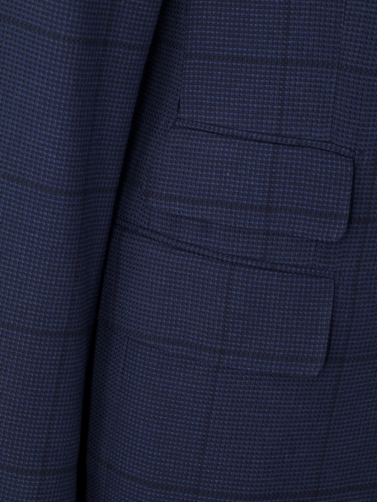 Tom Ford Dark Blue Pure Silk Basket-Weave Windowpane Jacket
