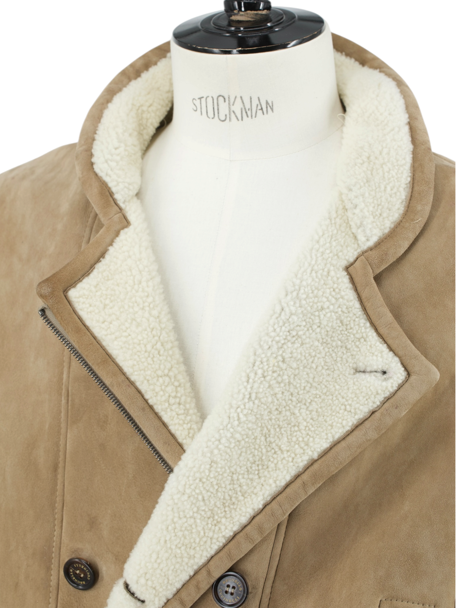 Brunello Cucinelli Beige Suède Lammy Coat