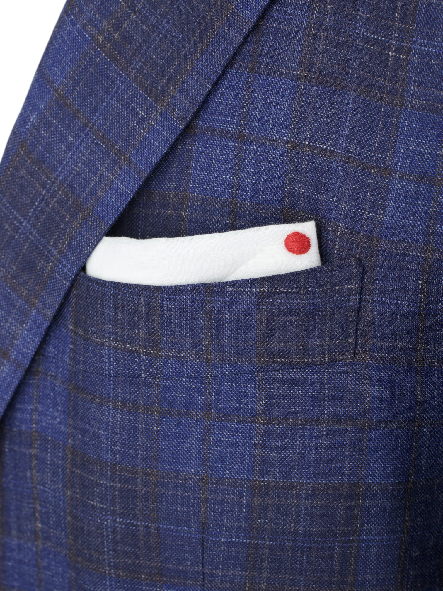 Kiton Blue & Brown Cashmere, Silk & Linen Checkered Summer Jacket