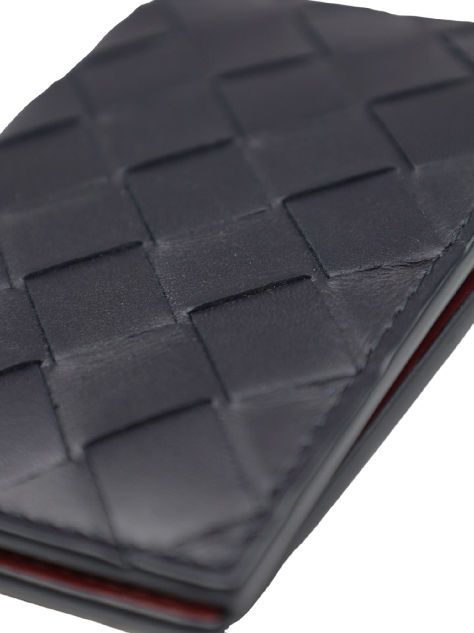Bottega Veneta Navy Intrecciato Leather Cardholder