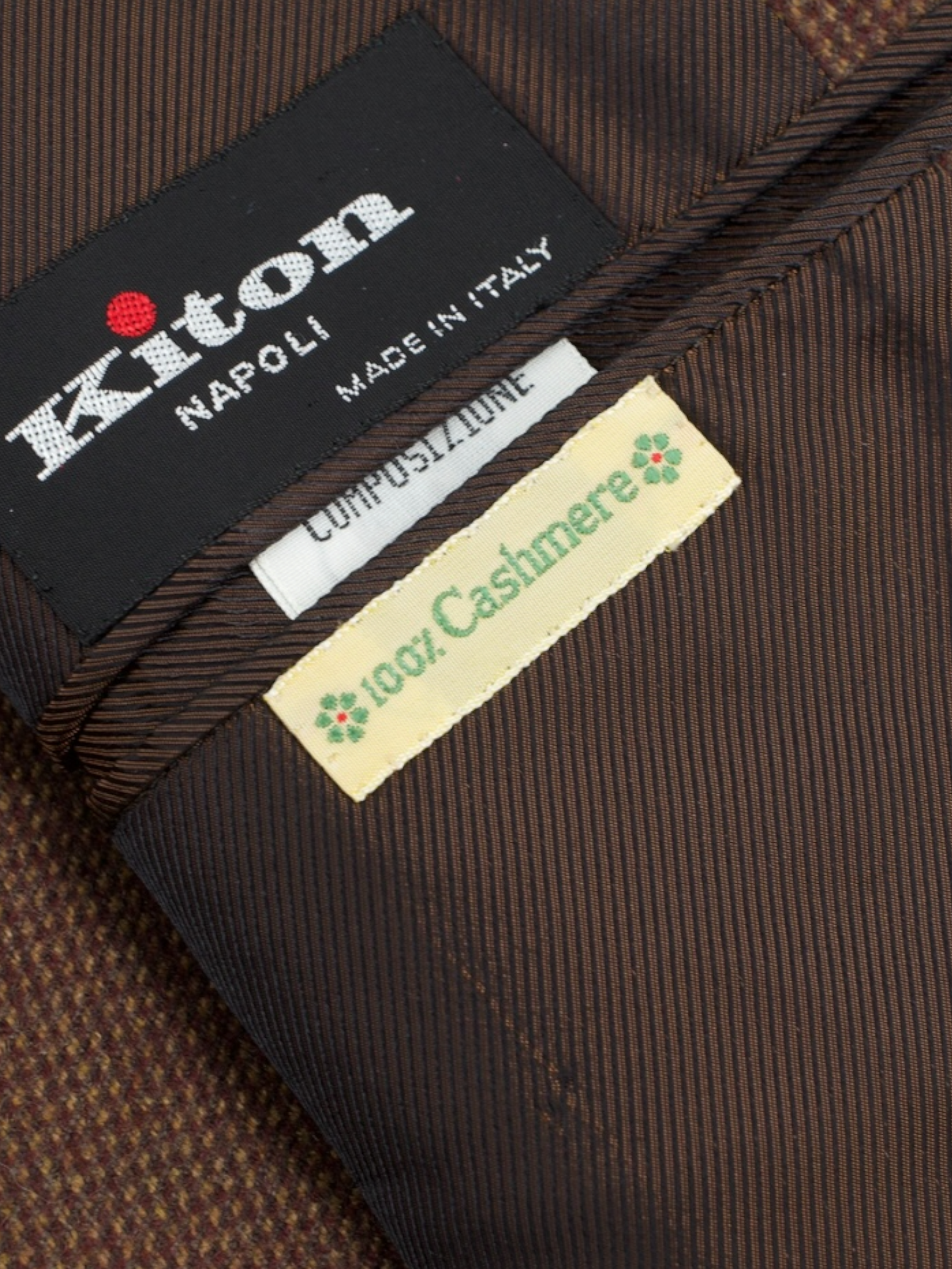 Kiton Brown Pure Cashmere Micro-Pattern Winter Jacket