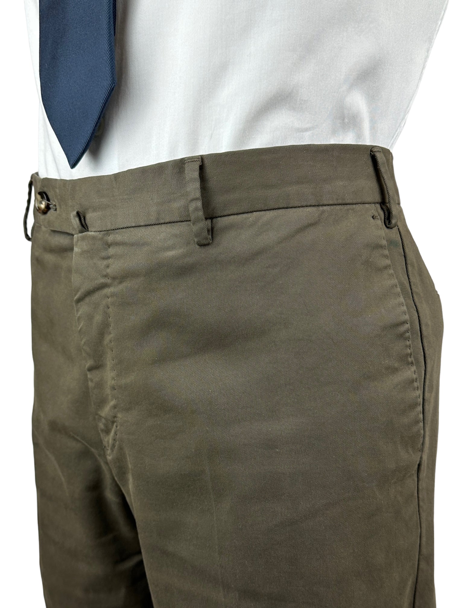 PT01 Olive Green Cotton Stretch Chino