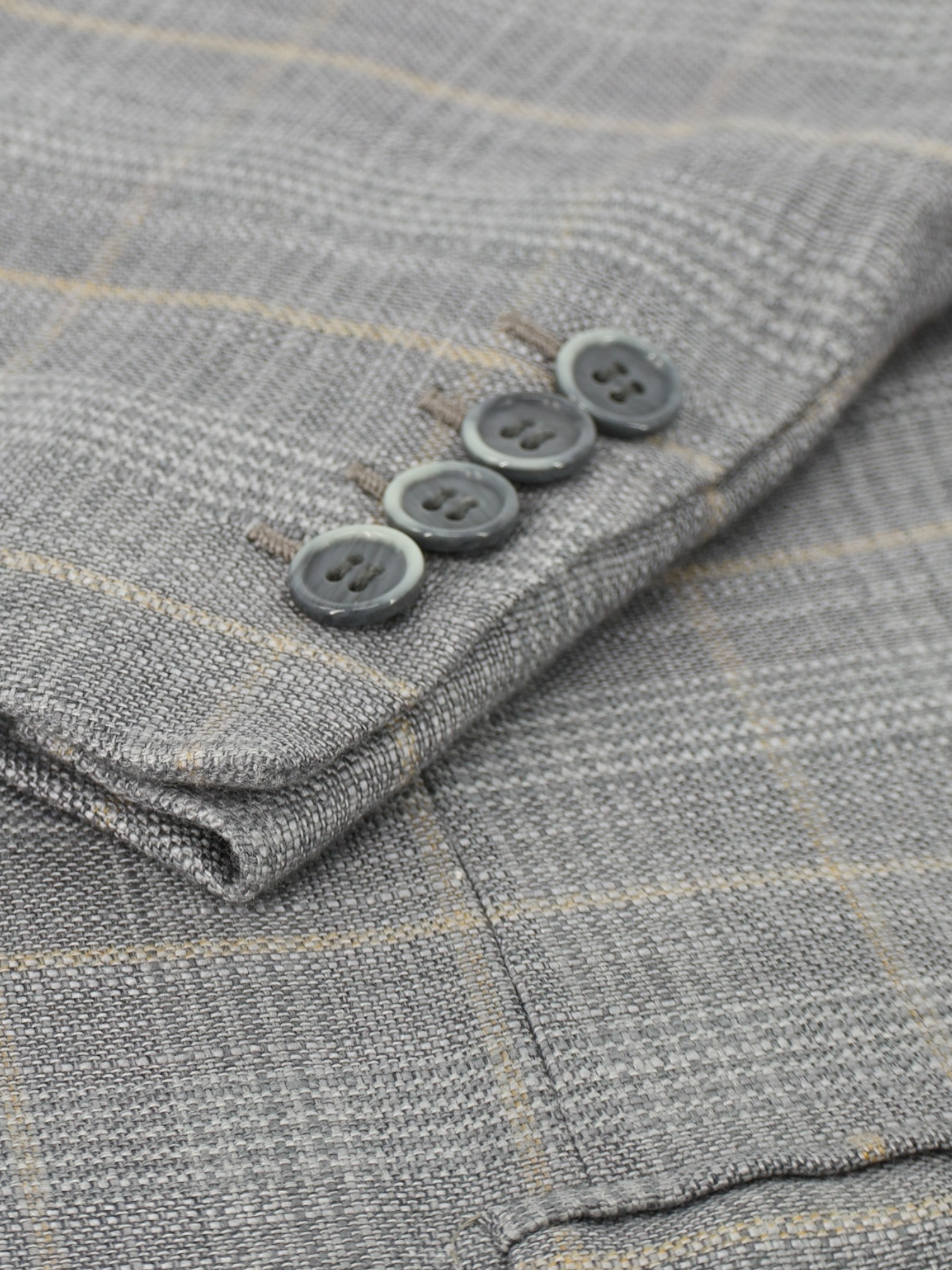 Brioni Light Grey & Taupe Cashmere & Silk Windowpane Palatino Jacket