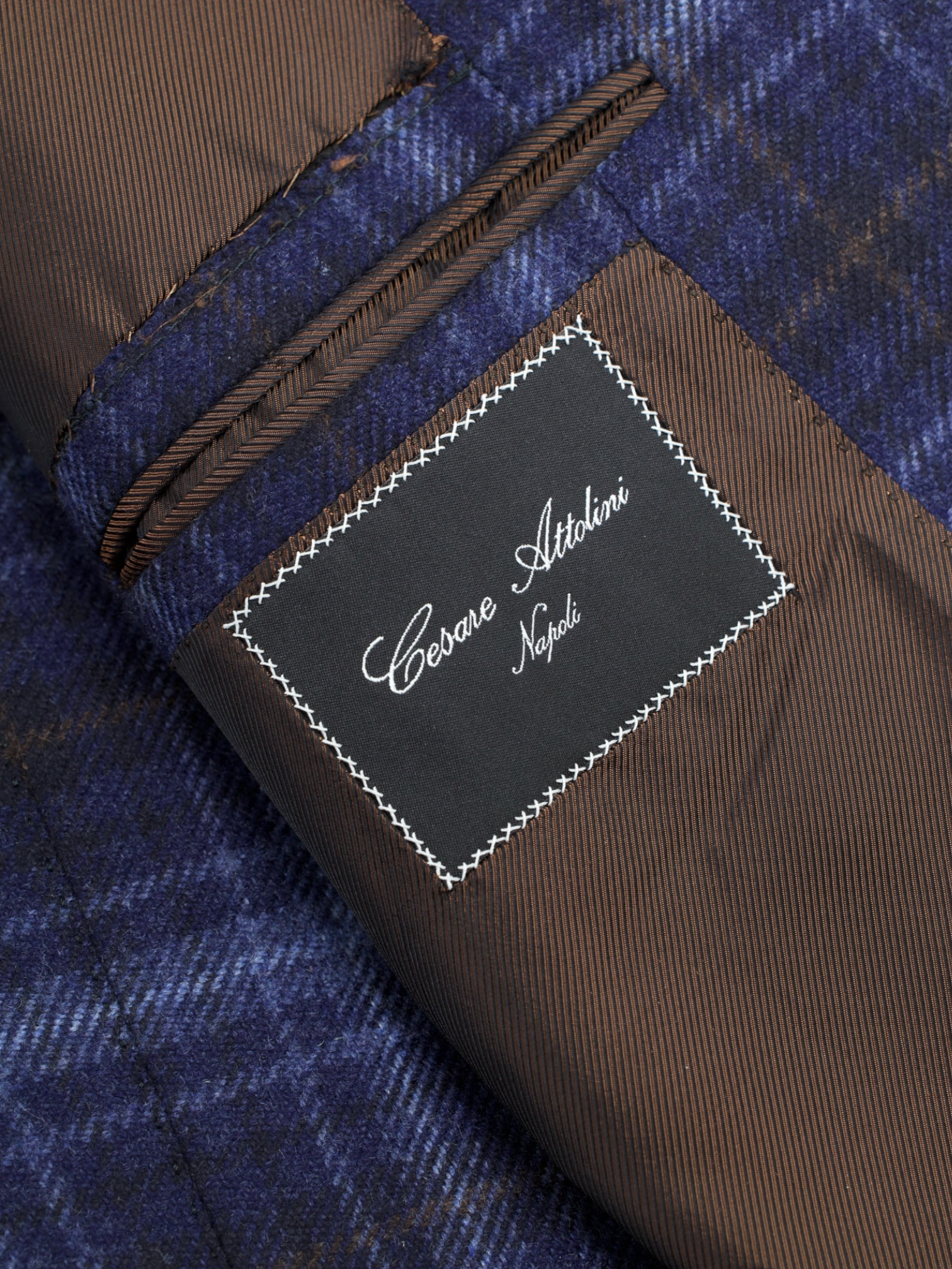 Cesare Attolini Dark Blue & Brown Pure Cashmere Windowpane Jacket