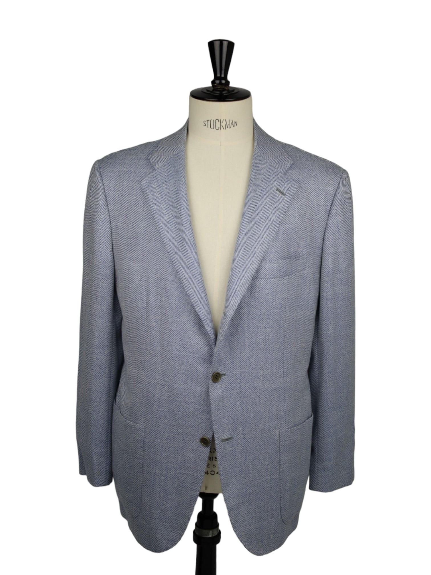 Kiton Light Blue Cashmere Blend Herringbone Summer Jacket