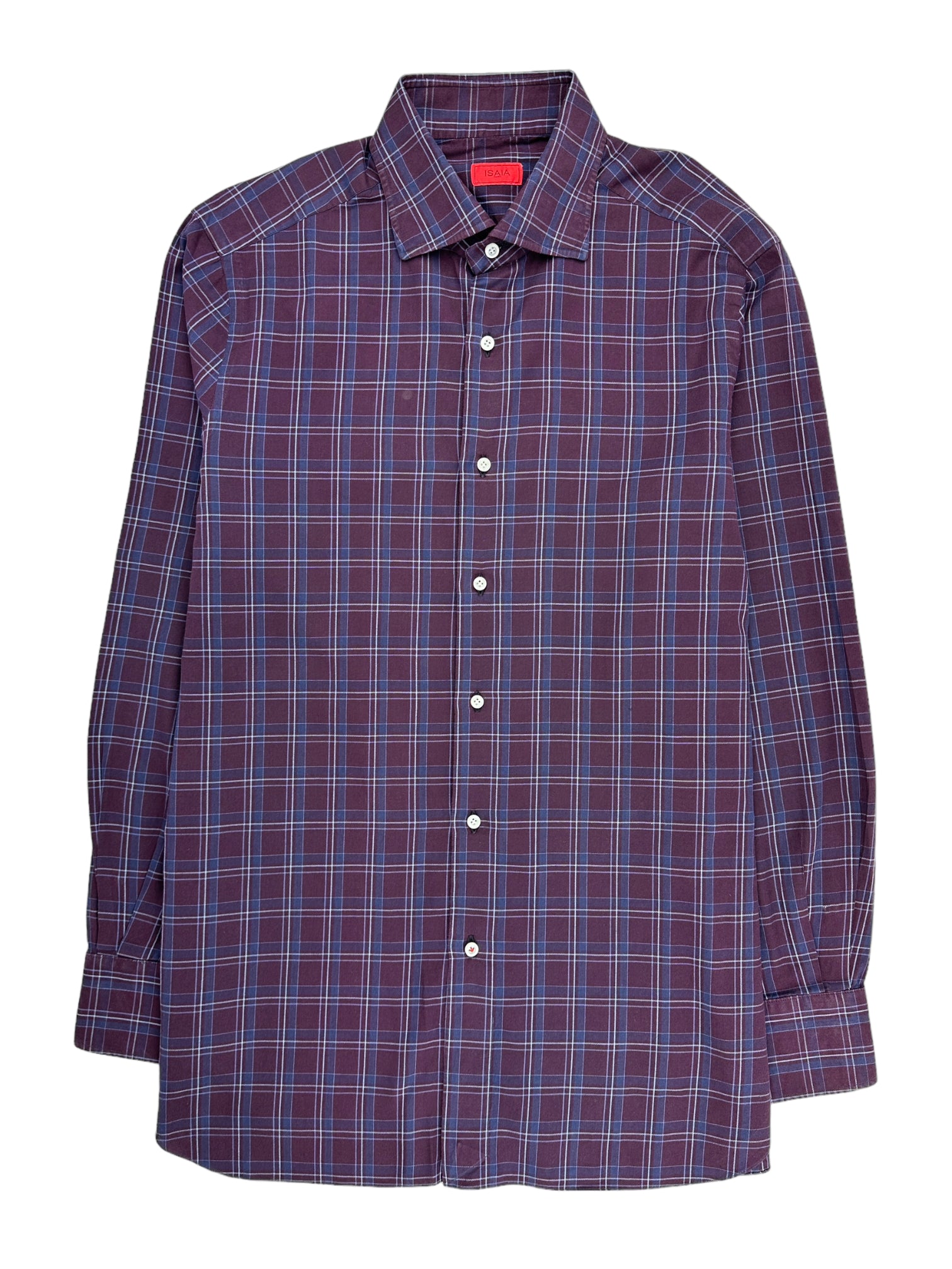Isaia Aubergine Tartan Shirt