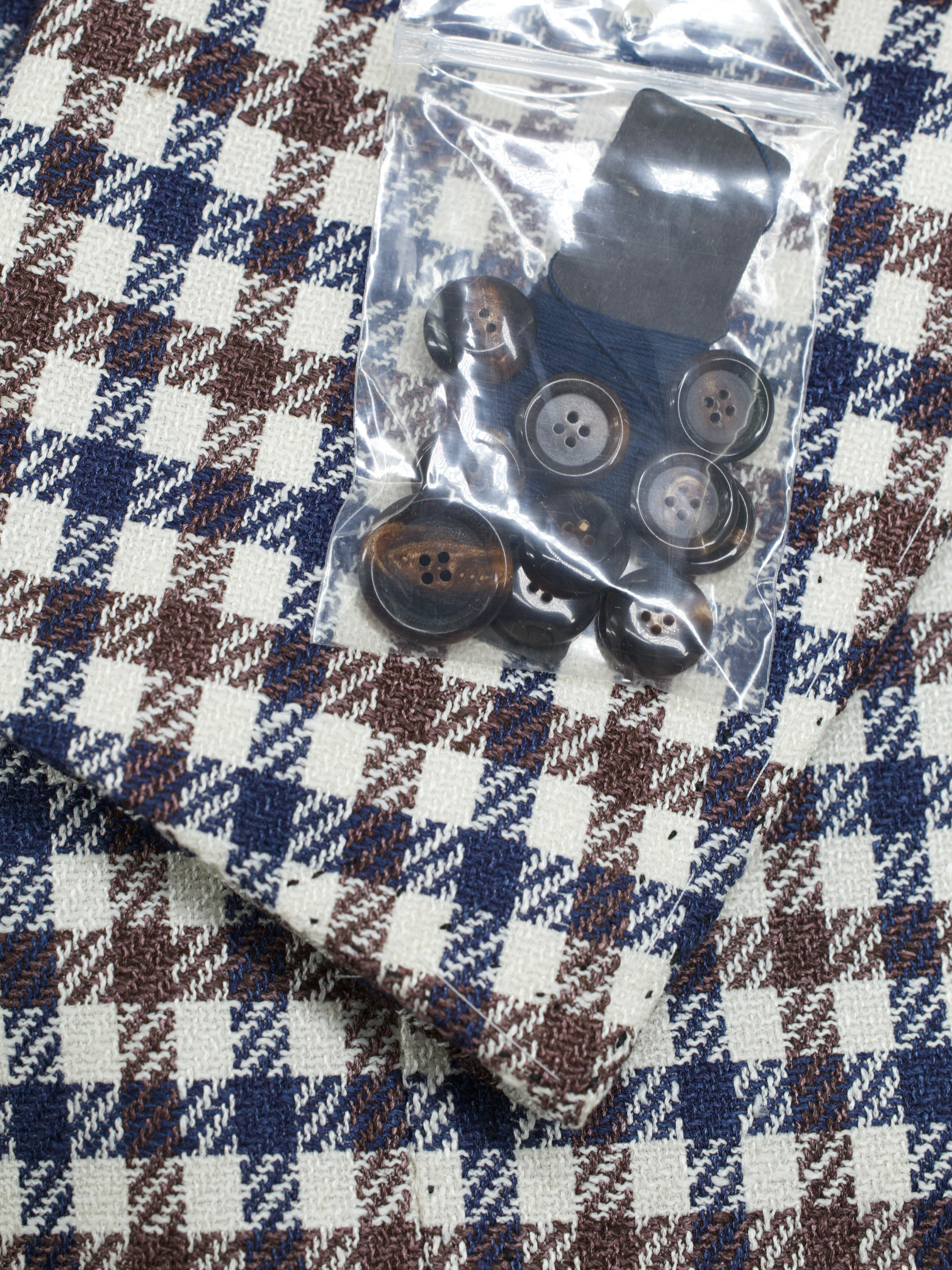 Cesare Attolini Brown & Blue Wool, Silk, Linen & Cotton Gun Check Jacket