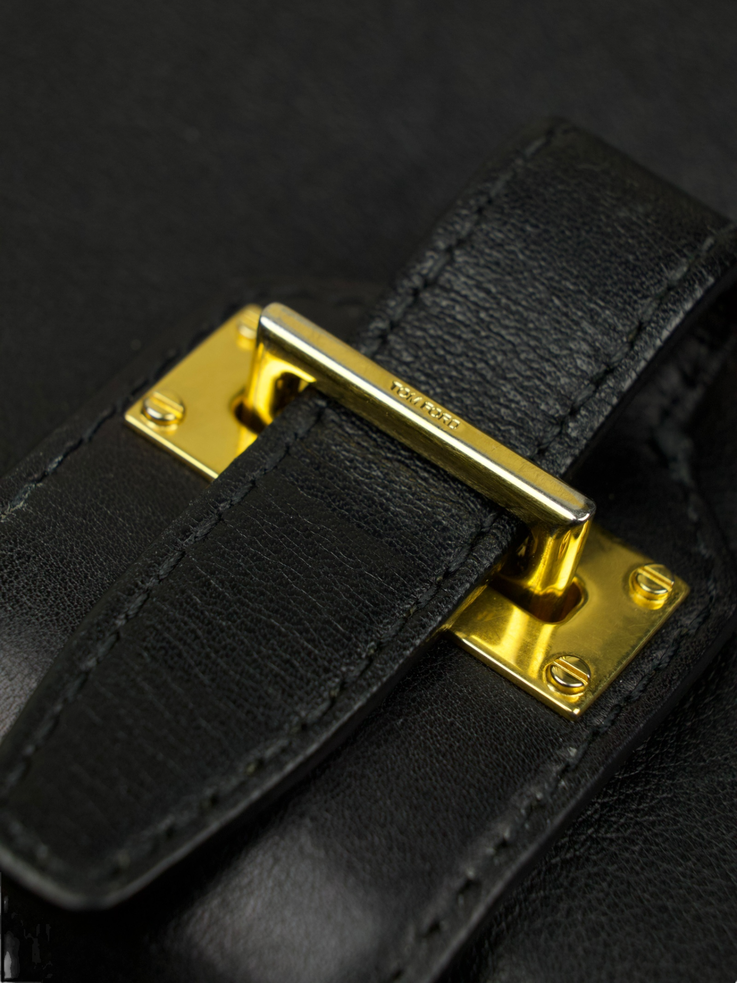 Tom Ford Black Calfskin Leather Briefcase