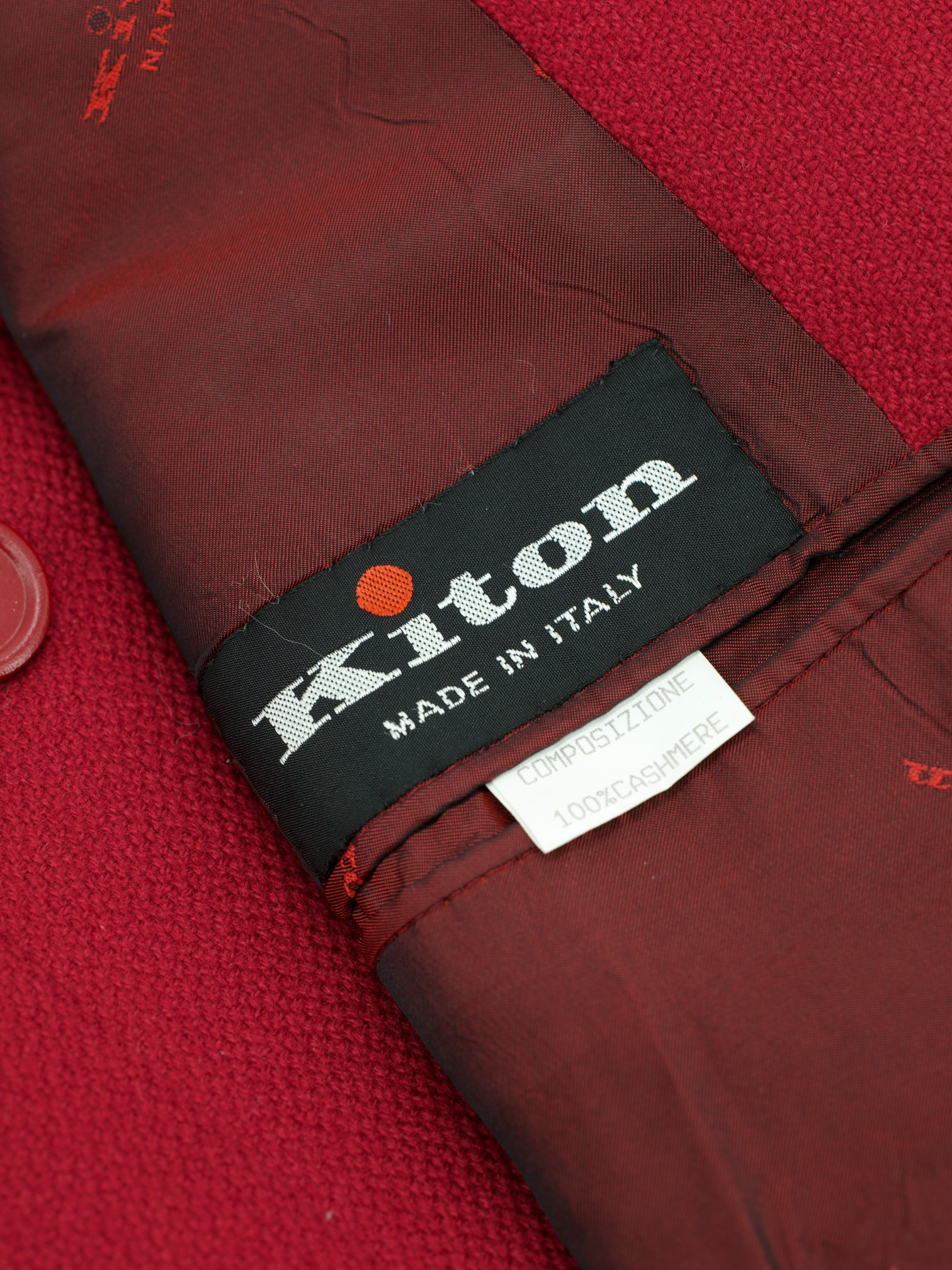 Kiton Cherry Red Pure-Cashmere Double Breasted Micro-Structure Jacket