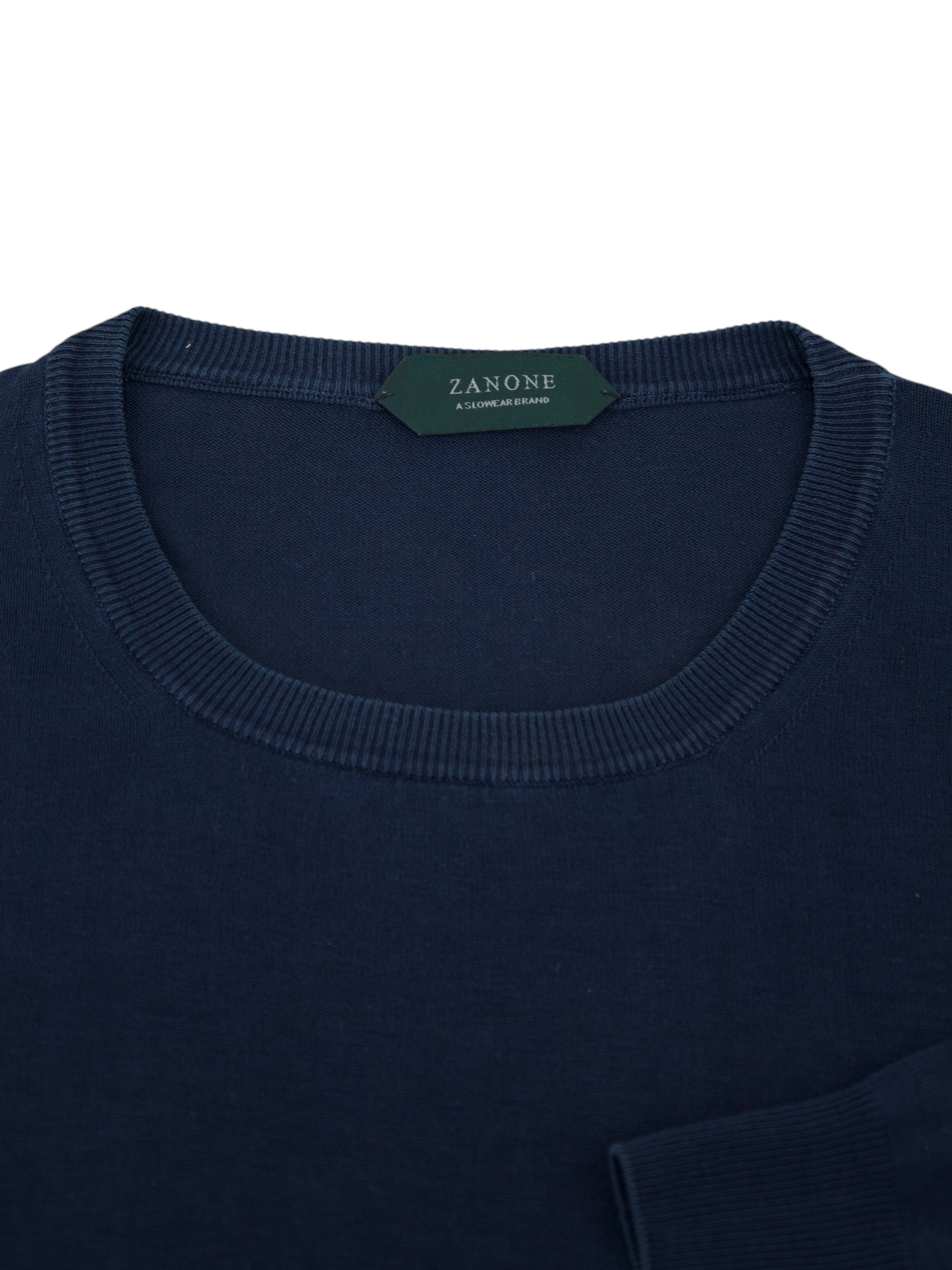 Zanone Navy High-Twist Lightweight Cotton Roundneck