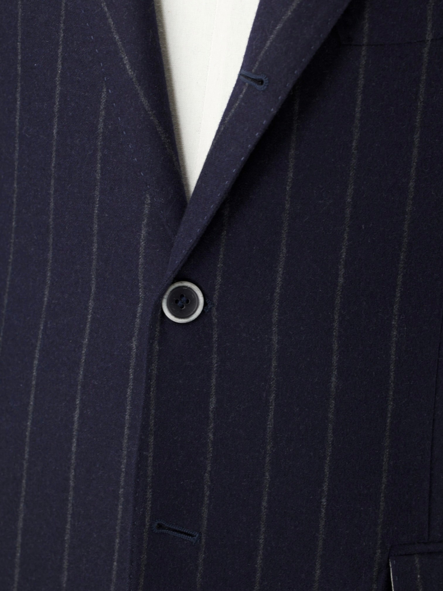Brunello Cucinelli Navy Wool & Cashmere Elbow-Patch Chalkstripe Jacket