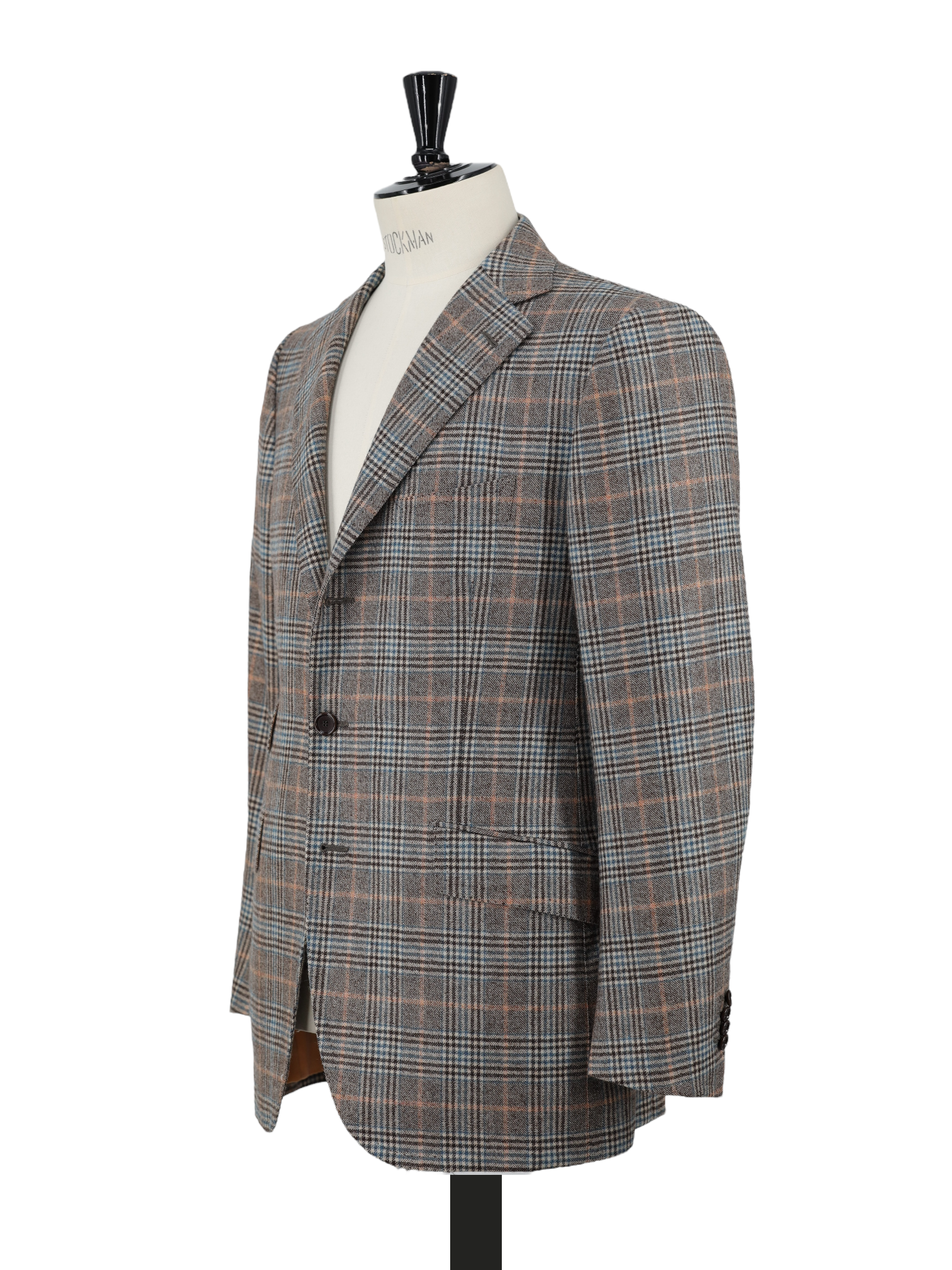 Cesare Attolini Light Brown & Petrol Blue Wool, Cashmere & Silk Tartan Checkered Jacket