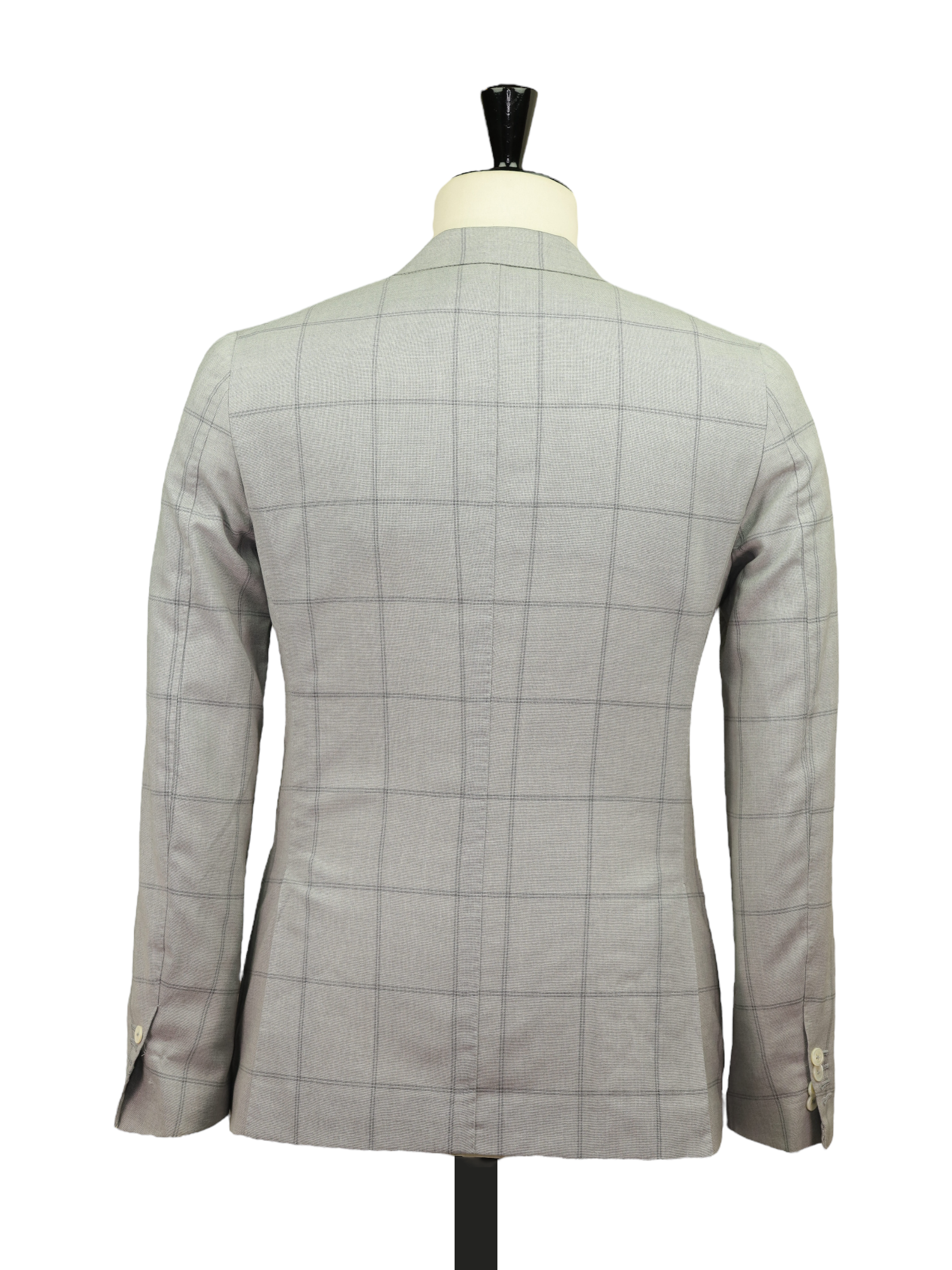 Isaia Grey Wool, Mohair & Cashmere "Fresco Babyhair" Windowpane Jacket