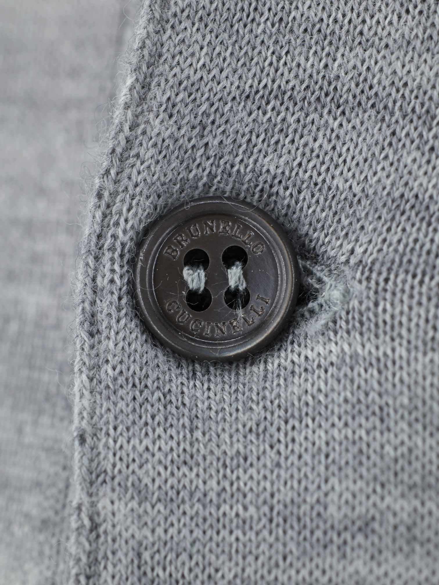 Brunello Cucinelli Grey Wool & Cashmere Long-Sleeve Polo