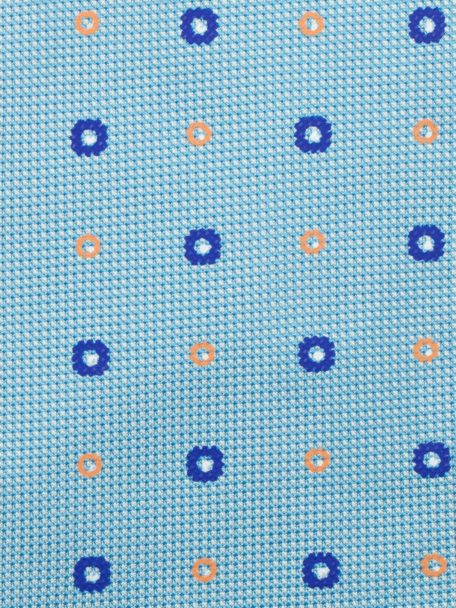 Kiton 5-Fold Light Blue & Orange Silk Multi-Circle Pattern Tie