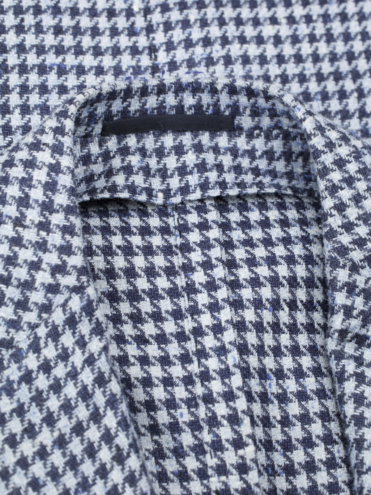 Cesare Attolini Indigo Blue Silk & Wool Bouclé Houndstooth Jacket
