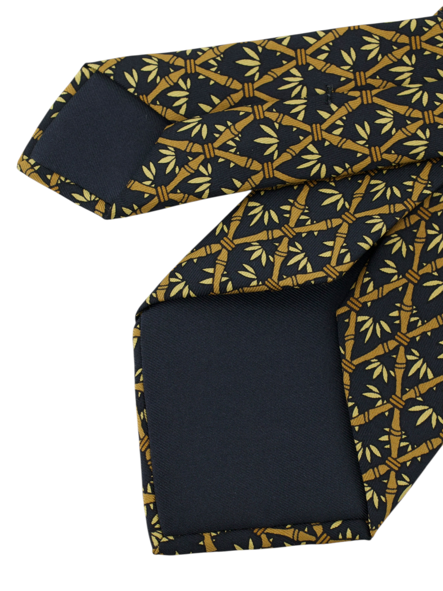 Hermès Black & Beige Silk Bamboo Lattice Tie
