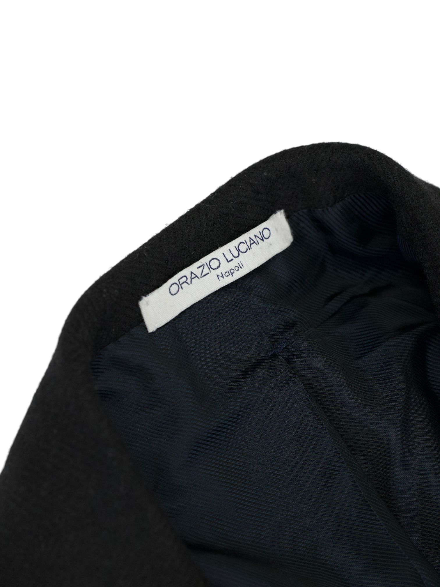 Orazio Luciano Black Virgin-Wool Herringbone Polocoat