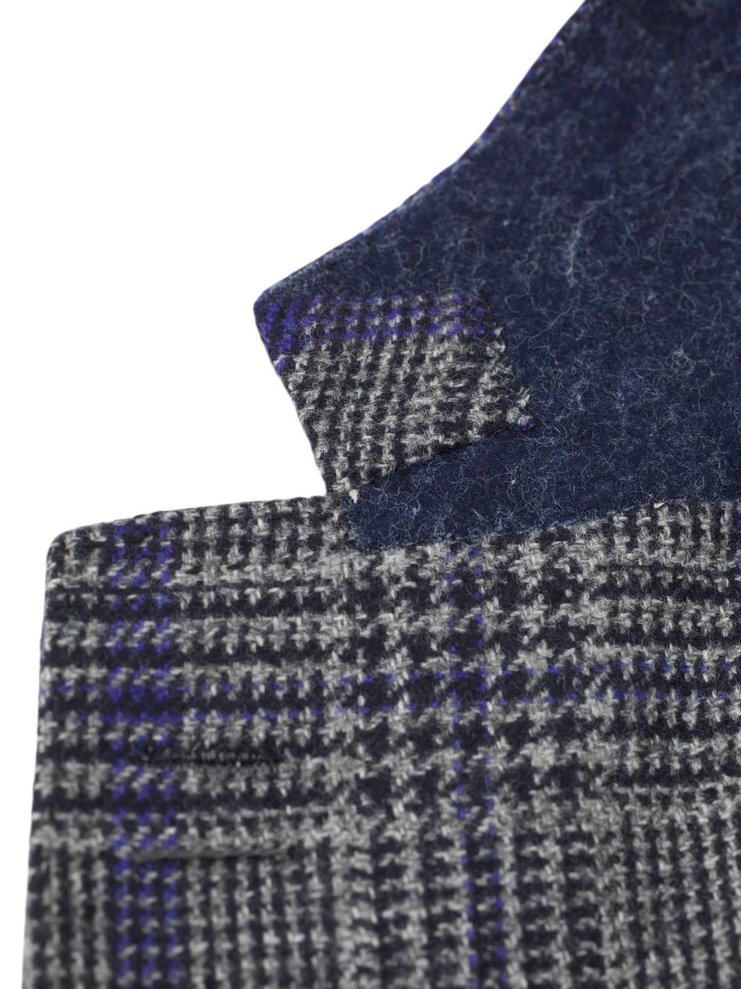 Cesare Attolini Grey & Dark Blue Pure Cashmere Overcheck Jacket
