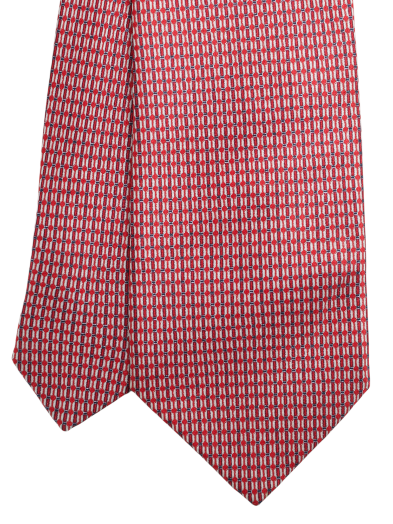 Brioni Red & Navy Silk Chain-Pattern Tie