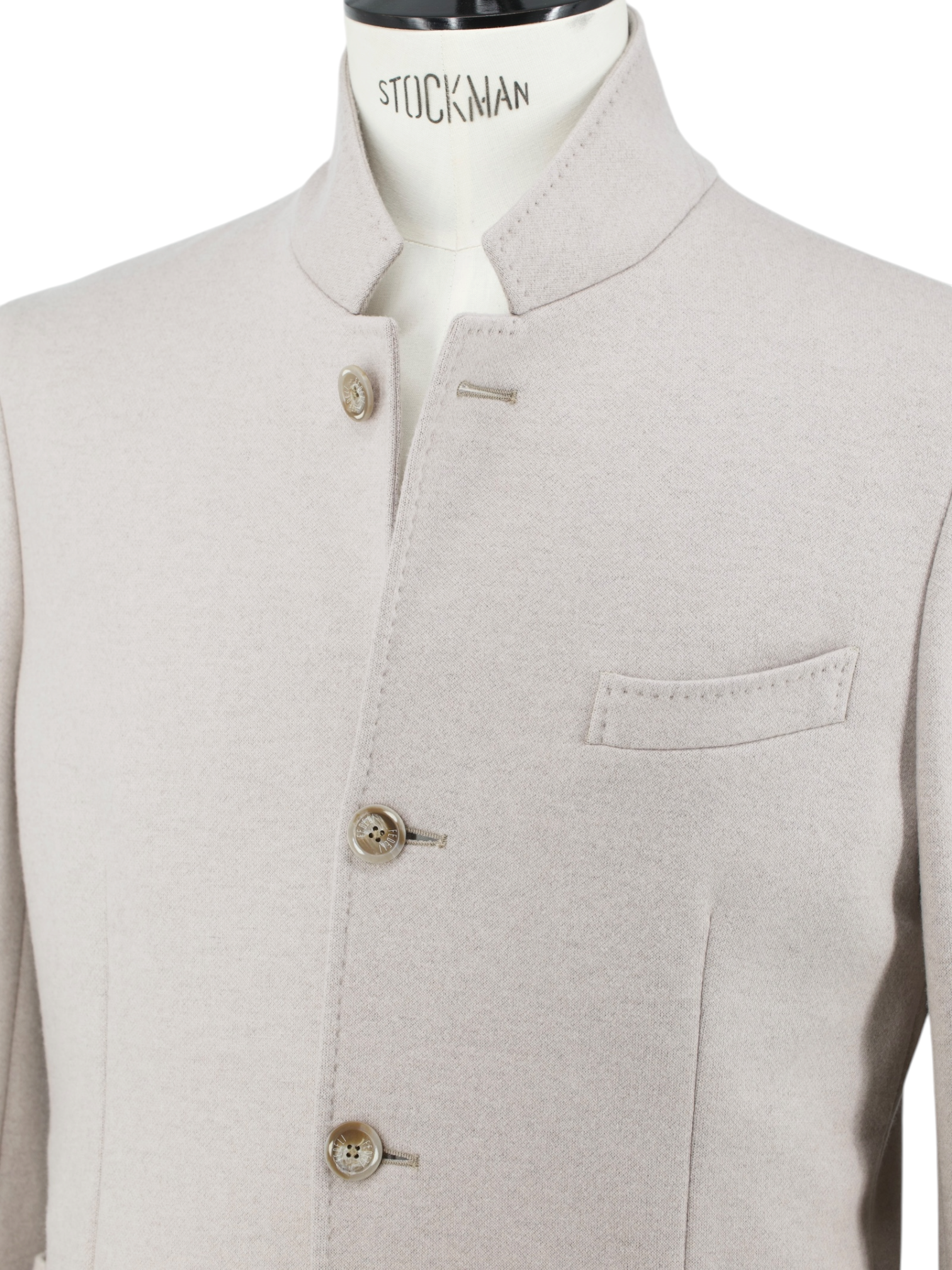Fedeli Greige Pure Cashmere Tubular-Collar "Damon" Jacket