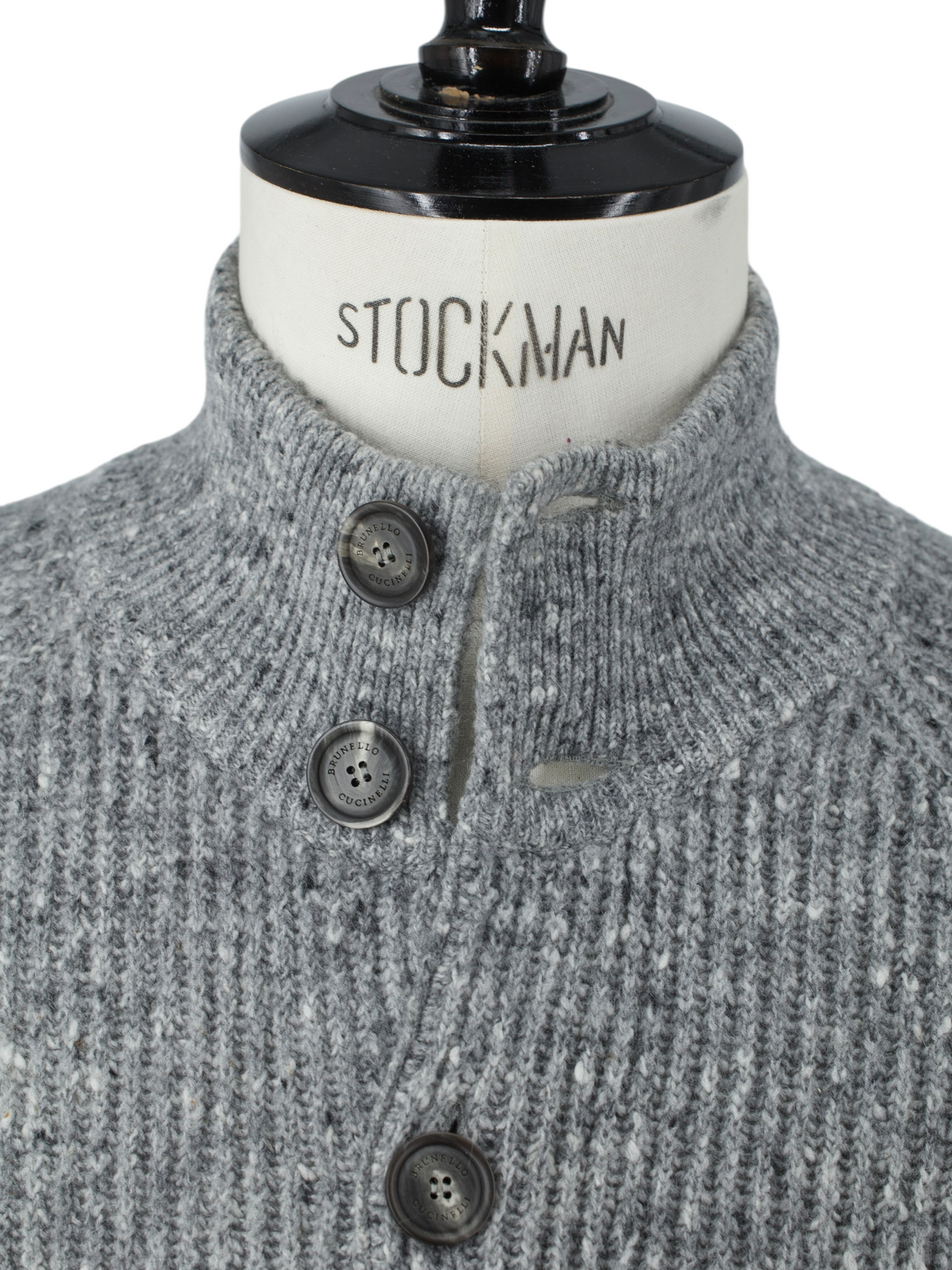 Brunello Cucinelli Grey Wool, Cashmere & Stretch Bouclé Cardigan