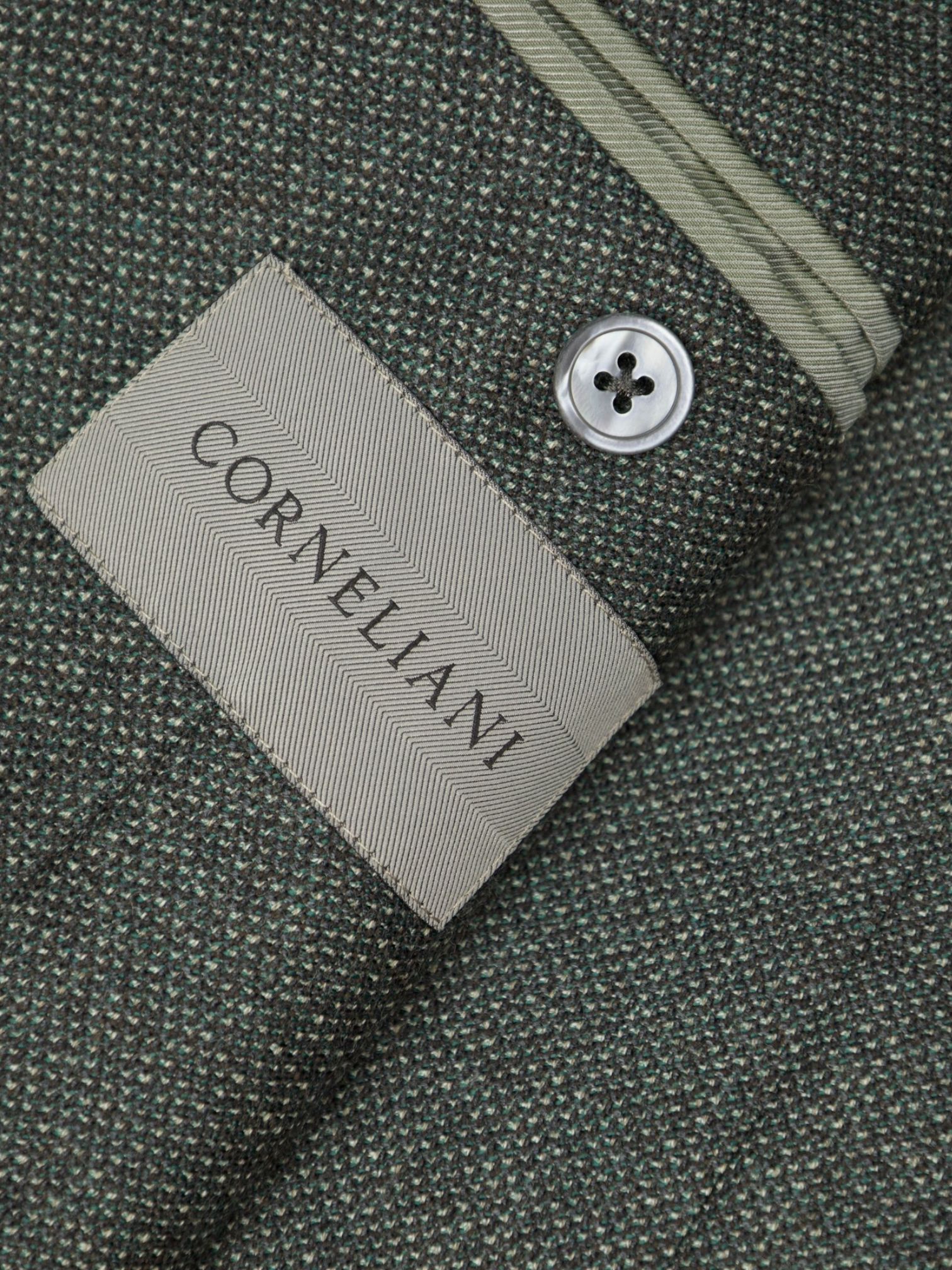 Corneliani Dusk Green Virgin Wool Bicolor Pinpoint Jacket