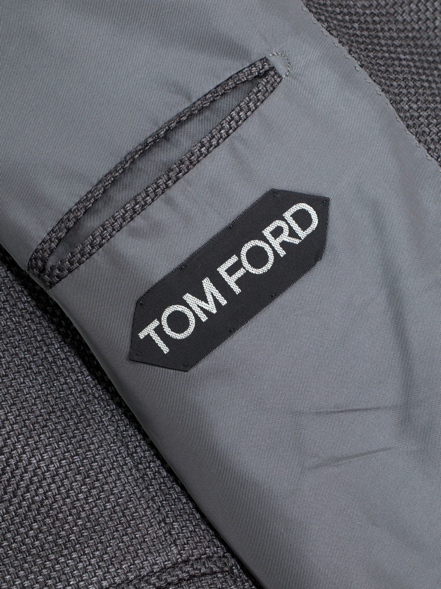 Tom Ford Warm Grey Silk & Cotton Micro-Pattern O'Connor Jacket