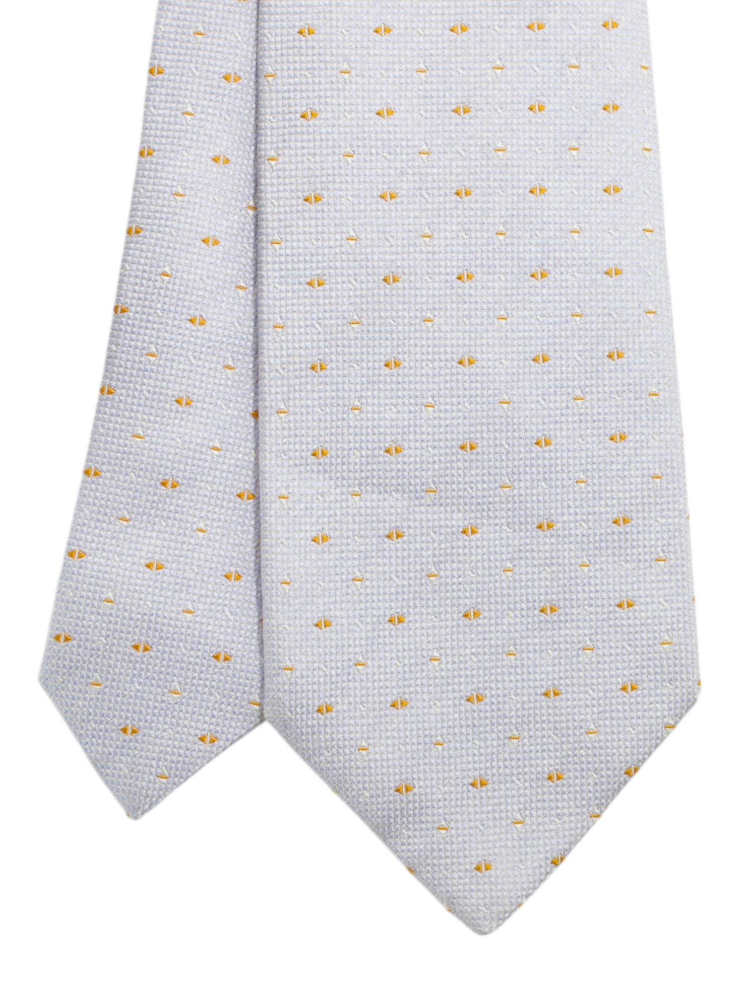 Luigi Borrelli 5-Fold Light Grey & Orange Rough-Silk Geometric Tie