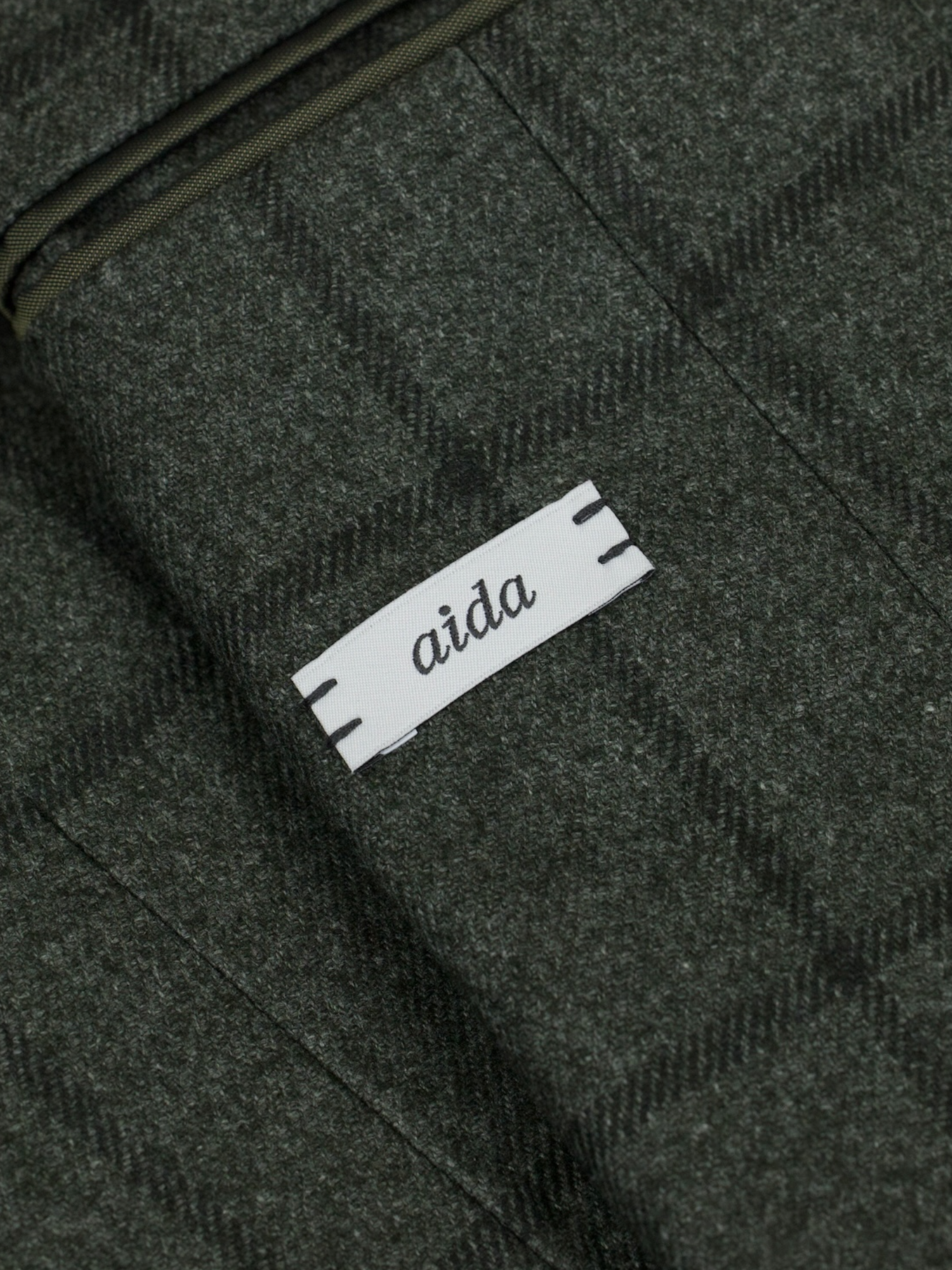 Caruso Sage Green Wool, Cotton & Cashmere Windowpane Aida Jacket