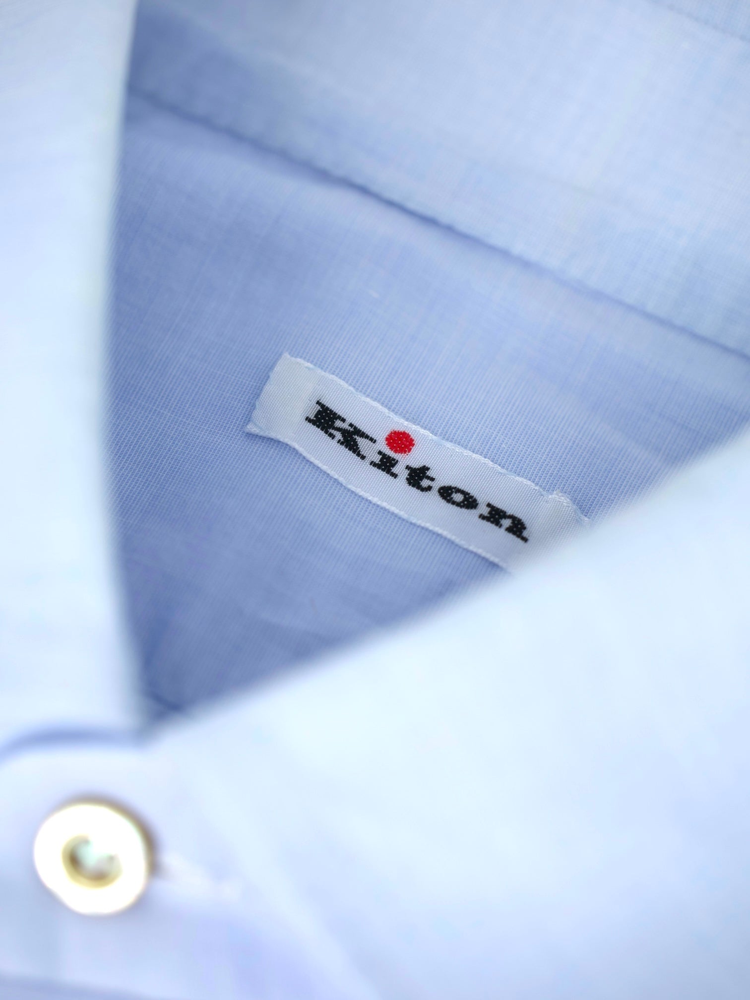 Kiton Ice-Blue Cotton Plain Summer Shirt