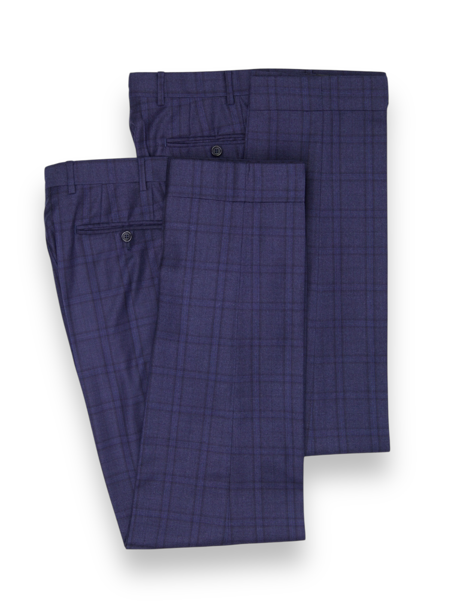 Canali Blue "Exclusive" Wool Windowpane Suit + Extra Trousers