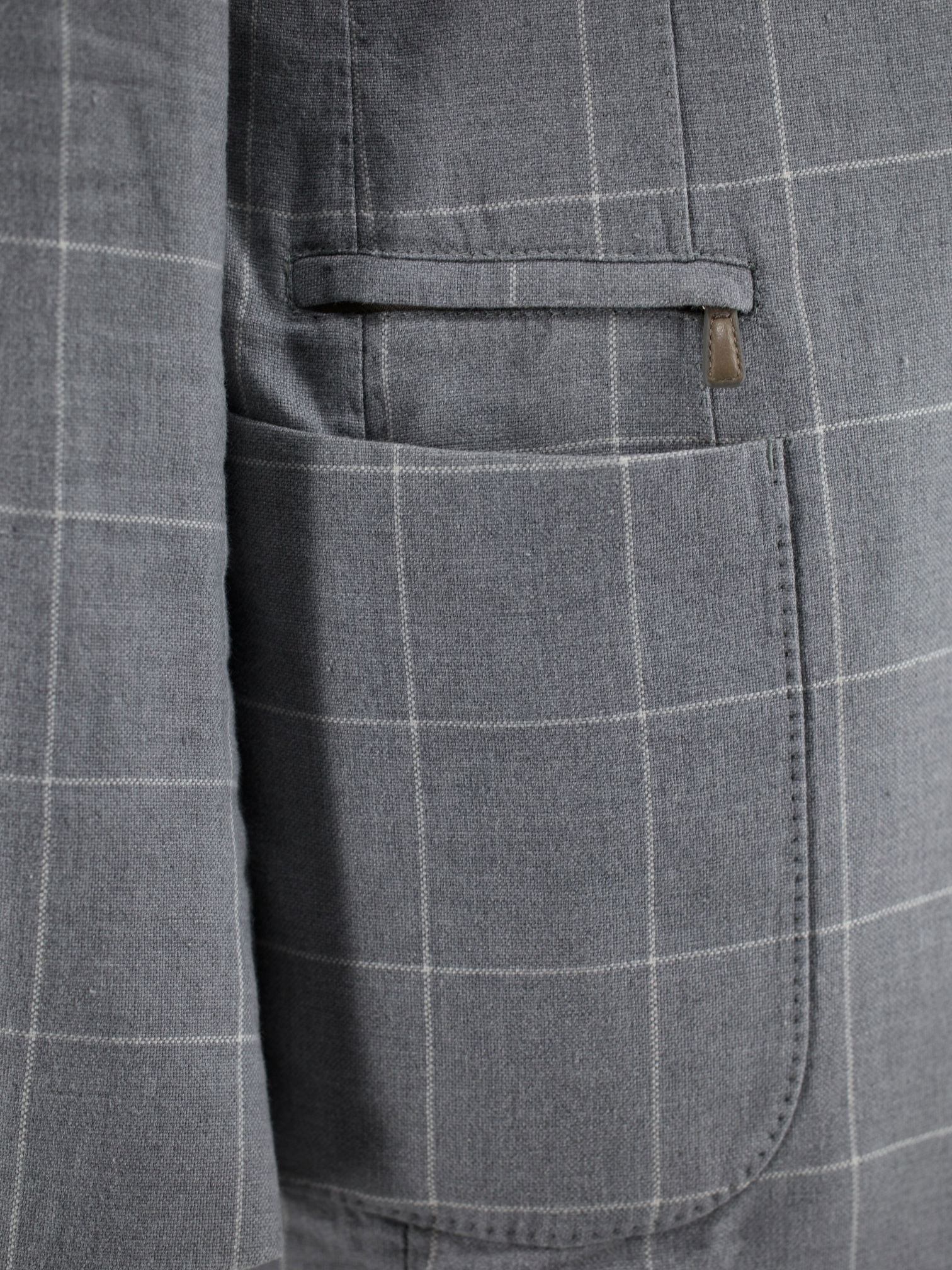 Ermenegildo Zegna Light Grey Linen & Cotton Windowpane Jacket