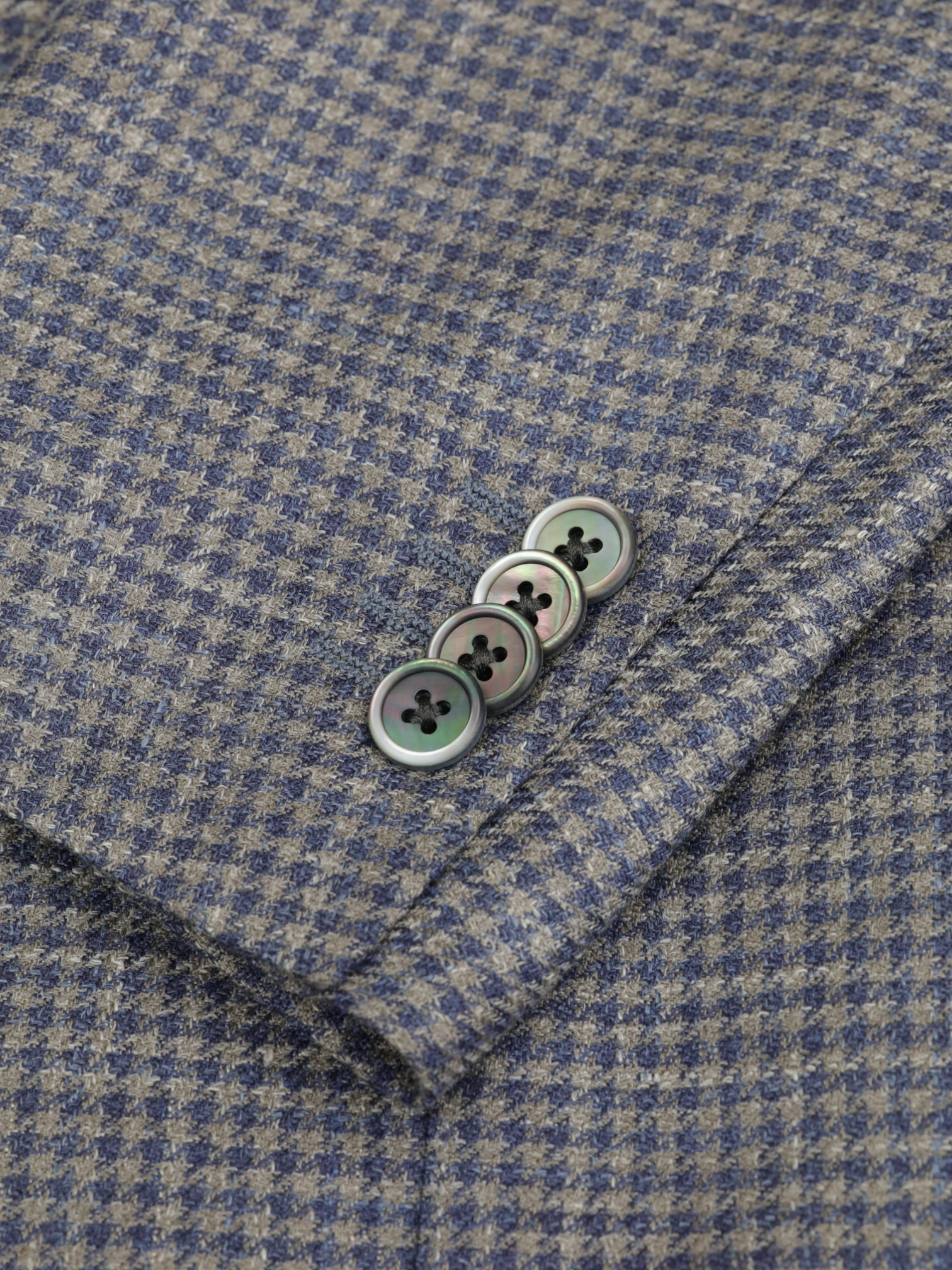 Corneliani Taupe & Steel-Blue Wool, Silk & Linen Pied de Poule Jacket