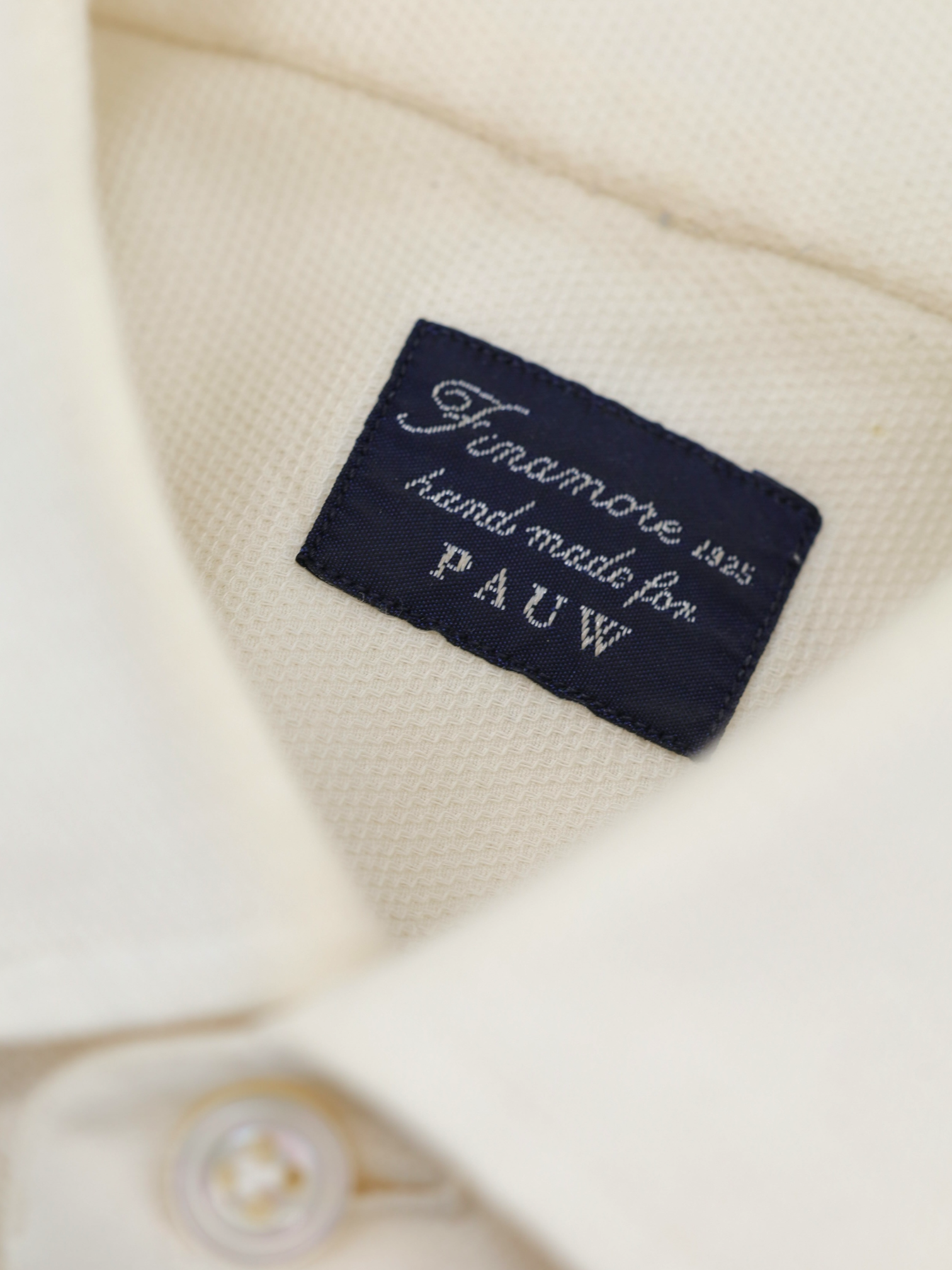 Finamore Ecru Cotton Micro-Pattern Shirt