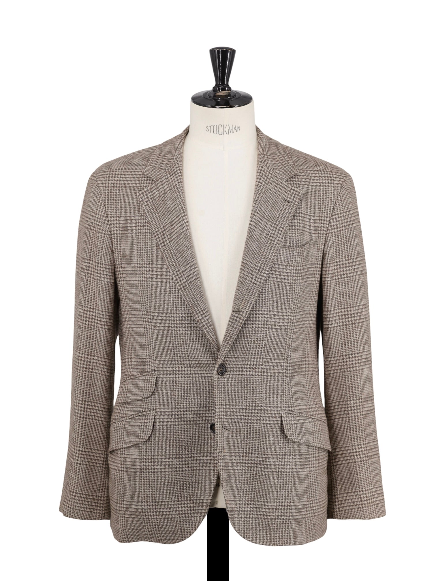 Brunello Cucinelli Light Brown Wool, Silk & Linen Prince of Wales Jack