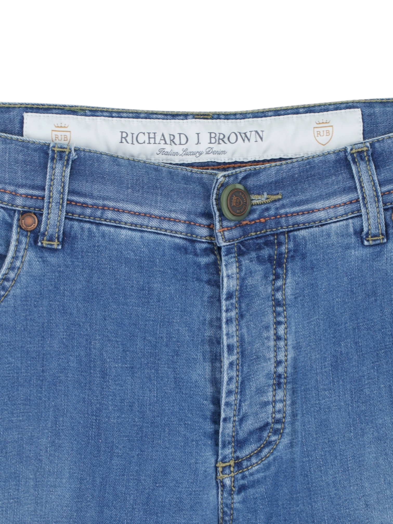 Richard J. Brown Light Blue Cotton, Linen & Stretch "Tokyo-S" Jeans