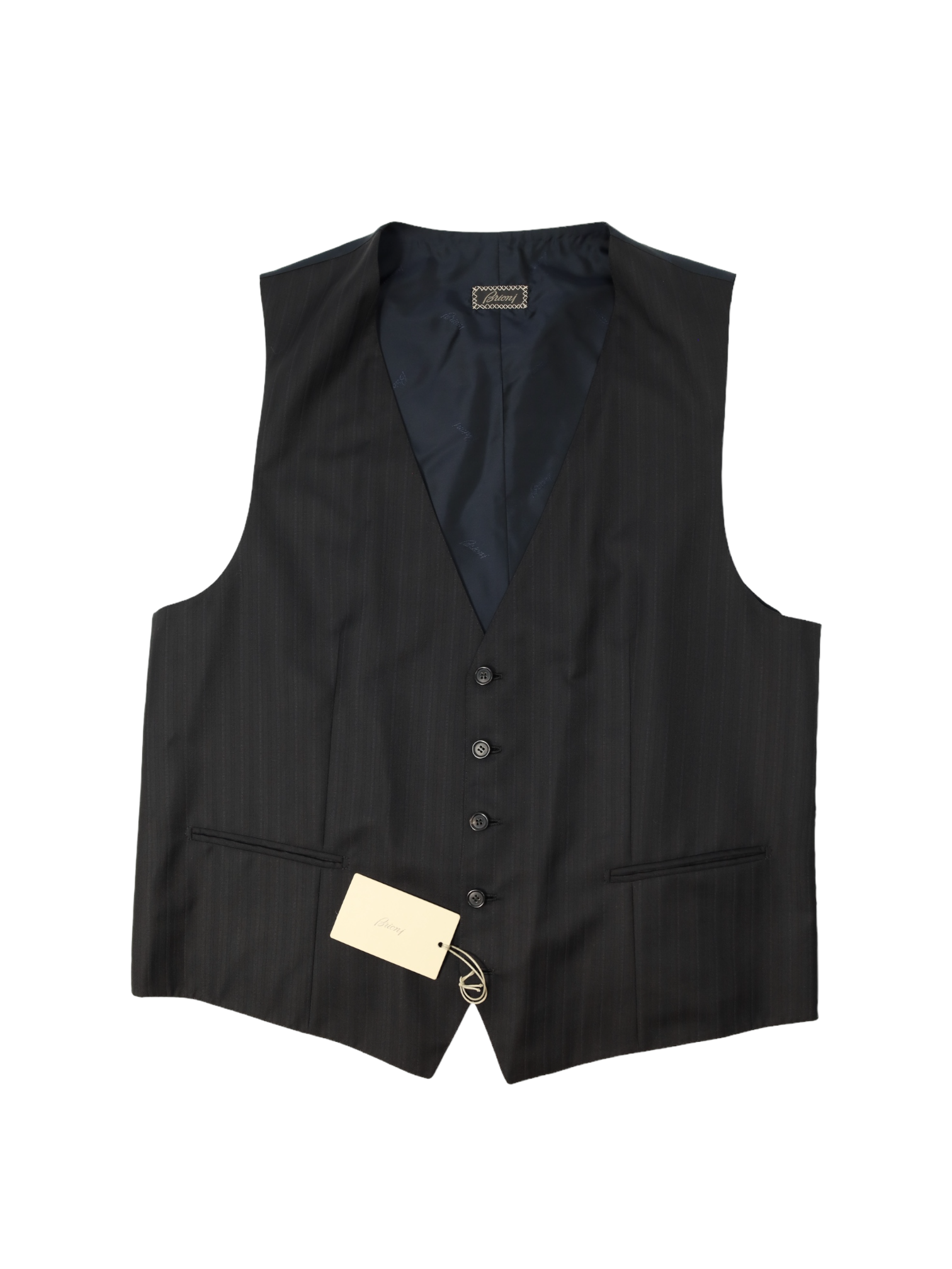 Brioni Black 3-Piece Shadow-Stripe Suit