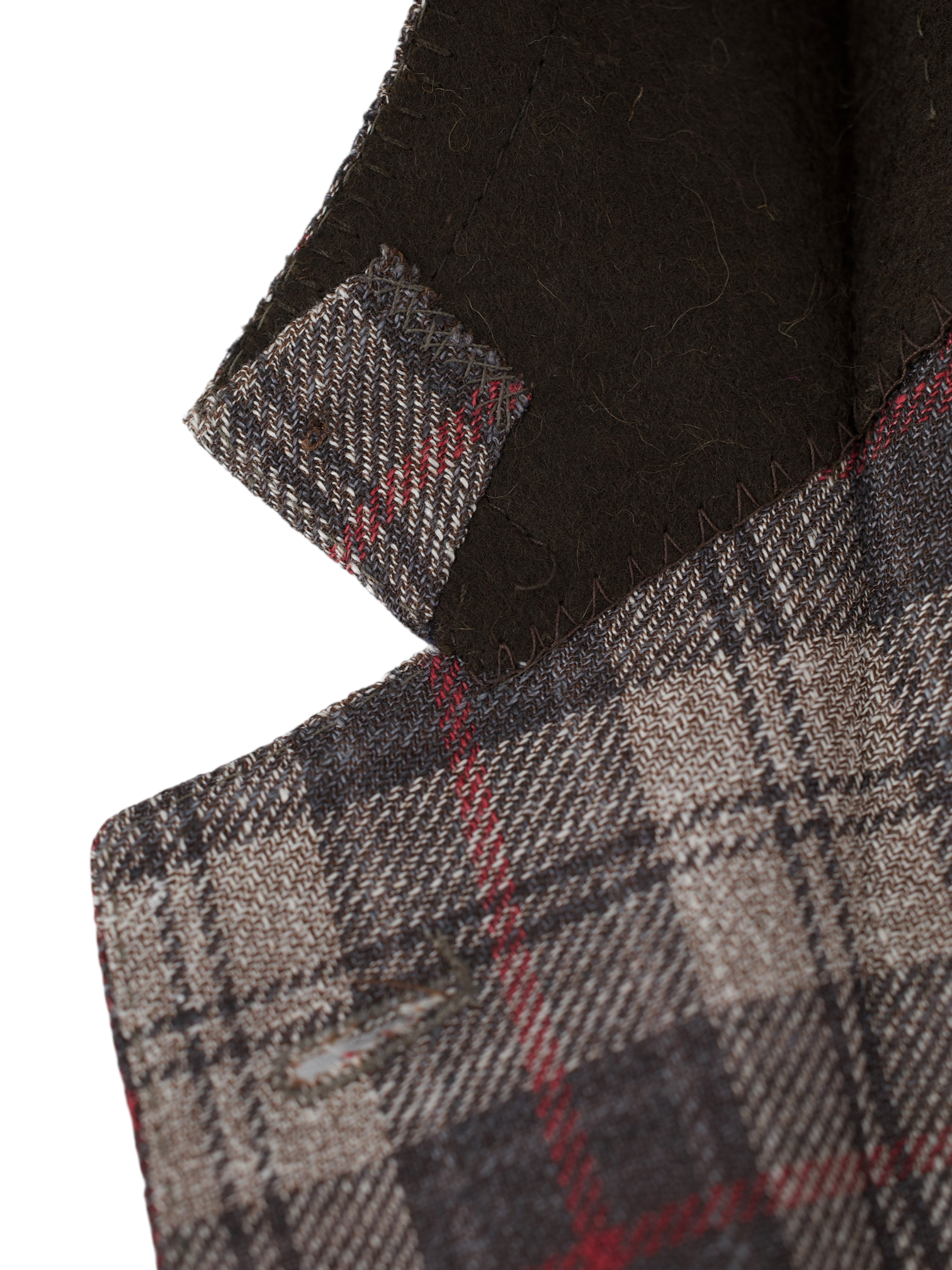 Ermenegildo Zegna Light Brown & Red Linen, Wool & Silk Tartan Mila Jacket