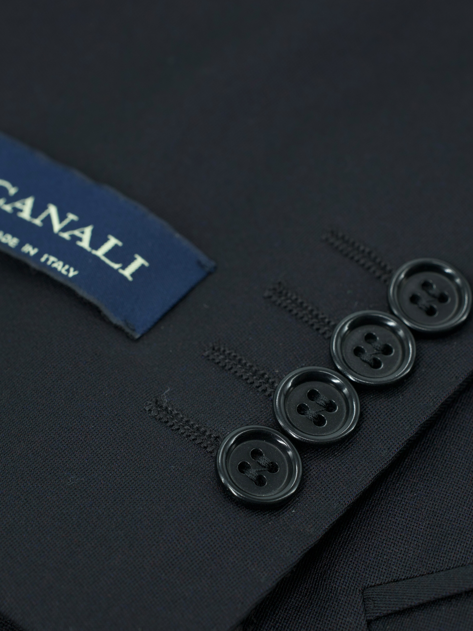 Canali Black Super 120's Wool Plain Weave Jacket
