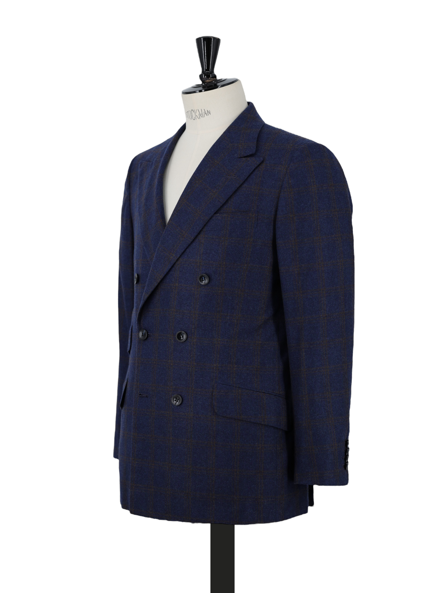 Kiton Dark Blue & Brown Pure Cashmere Double-Breasted "Evo" Jacket