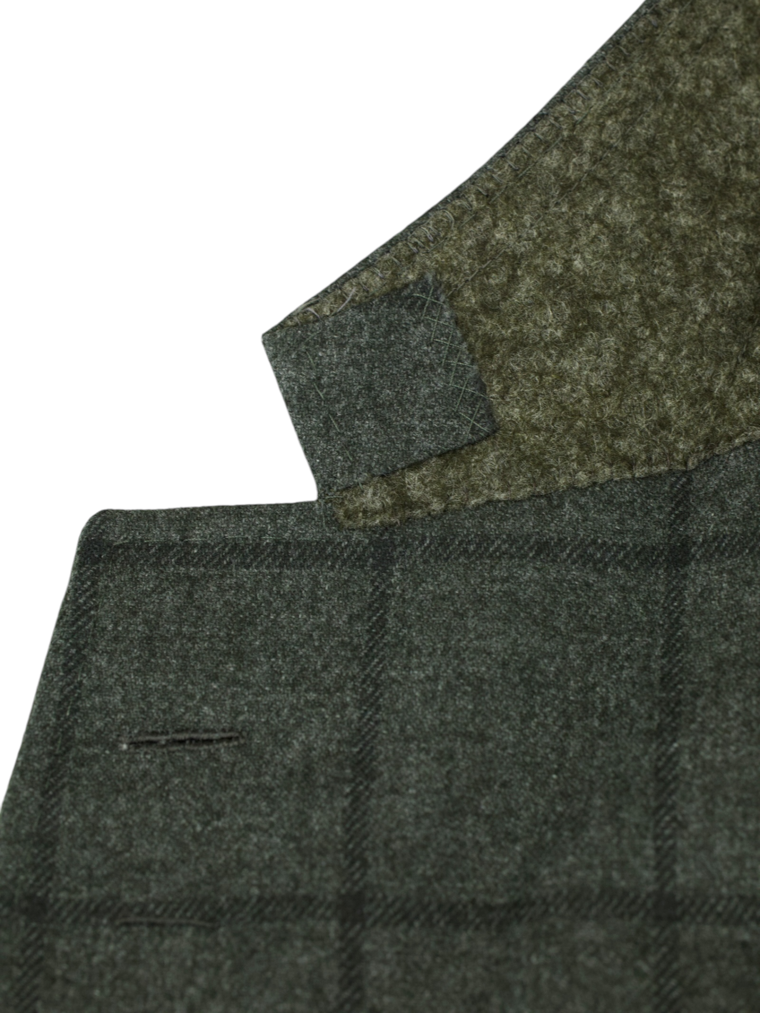 Caruso Sage Green Wool, Cotton & Cashmere Windowpane Aida Jacket