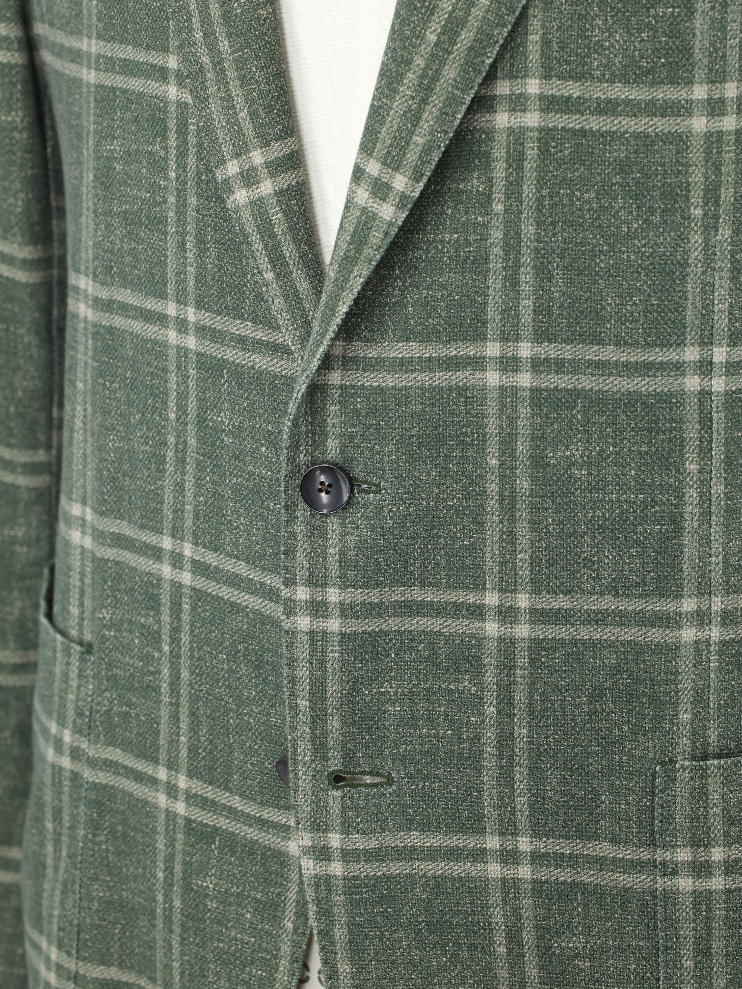 Lardini Khaki Green Cotton Tartan Check Jacket