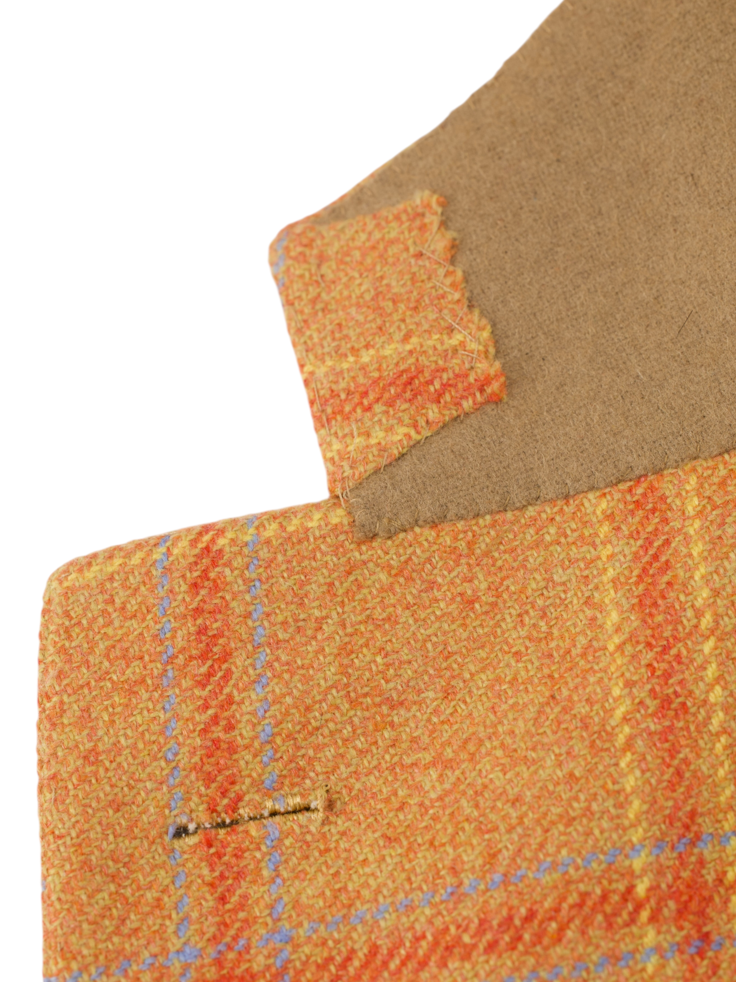 Kiton Sunset Orange & Coral Red Pure Cashmere Windowpane Jacket