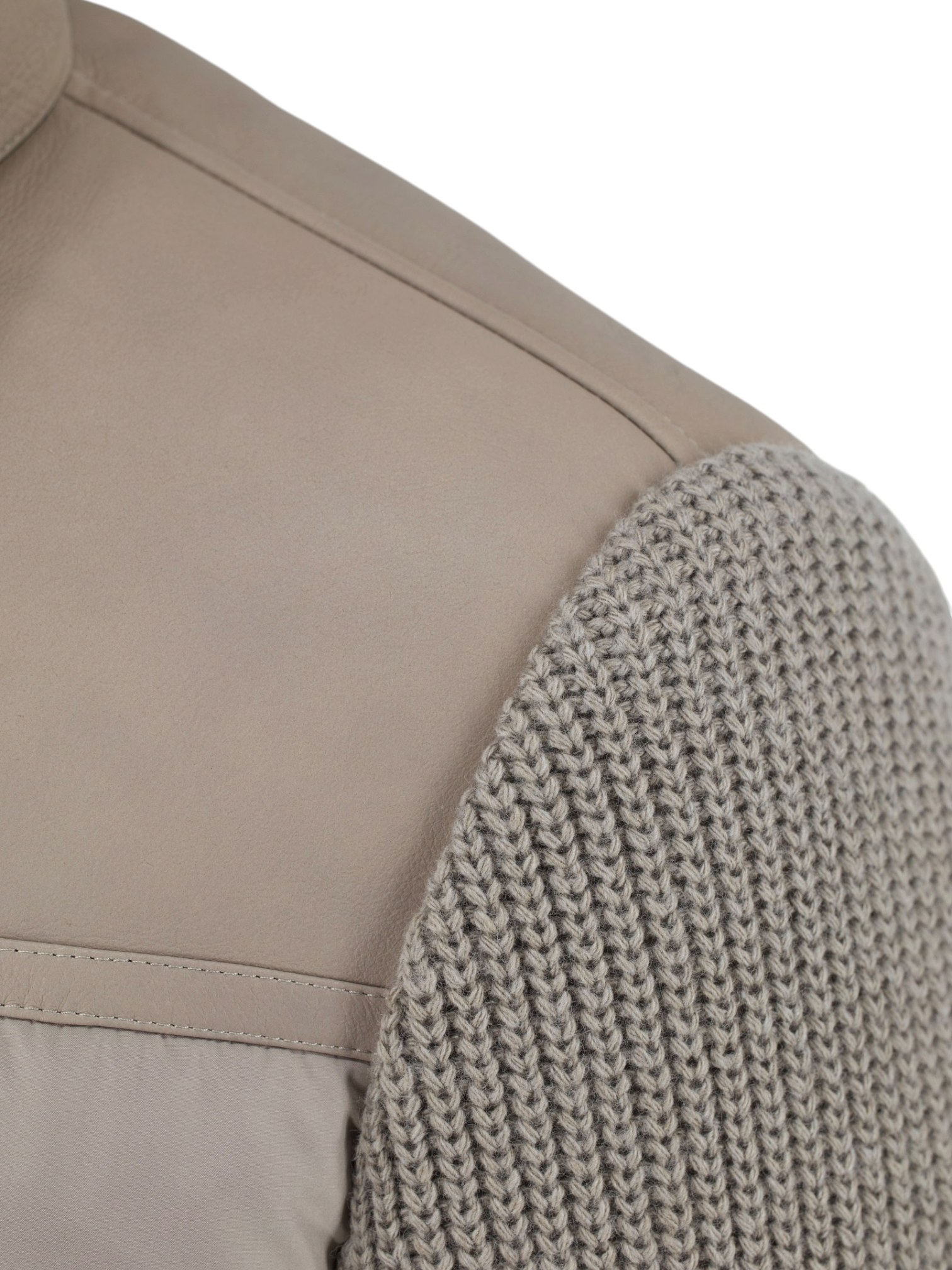 Corneliani Taupe Lambskin & Knitted Wool-Cashmere Bomber Jacket