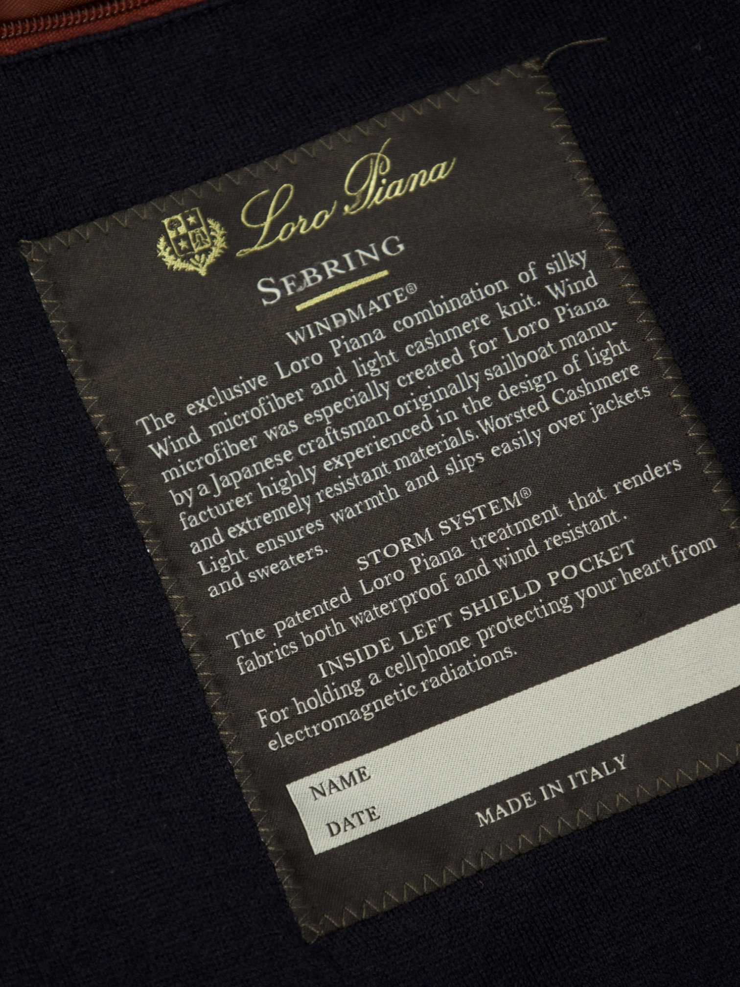 Loro Piana Navy Sebring Windmate Car Coat