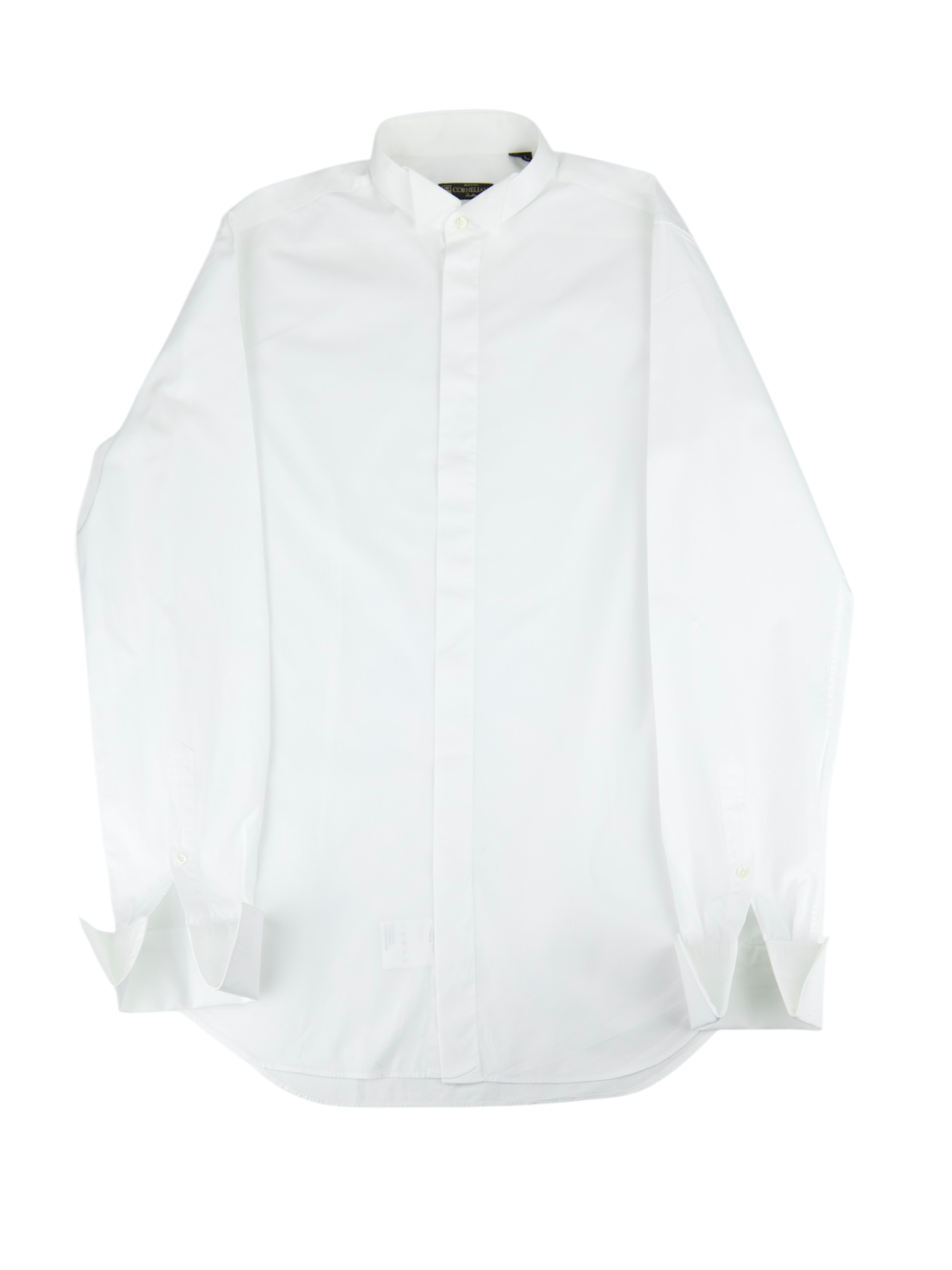 Corneliani White Wing-Collar Cotton Eveningwear Shirt