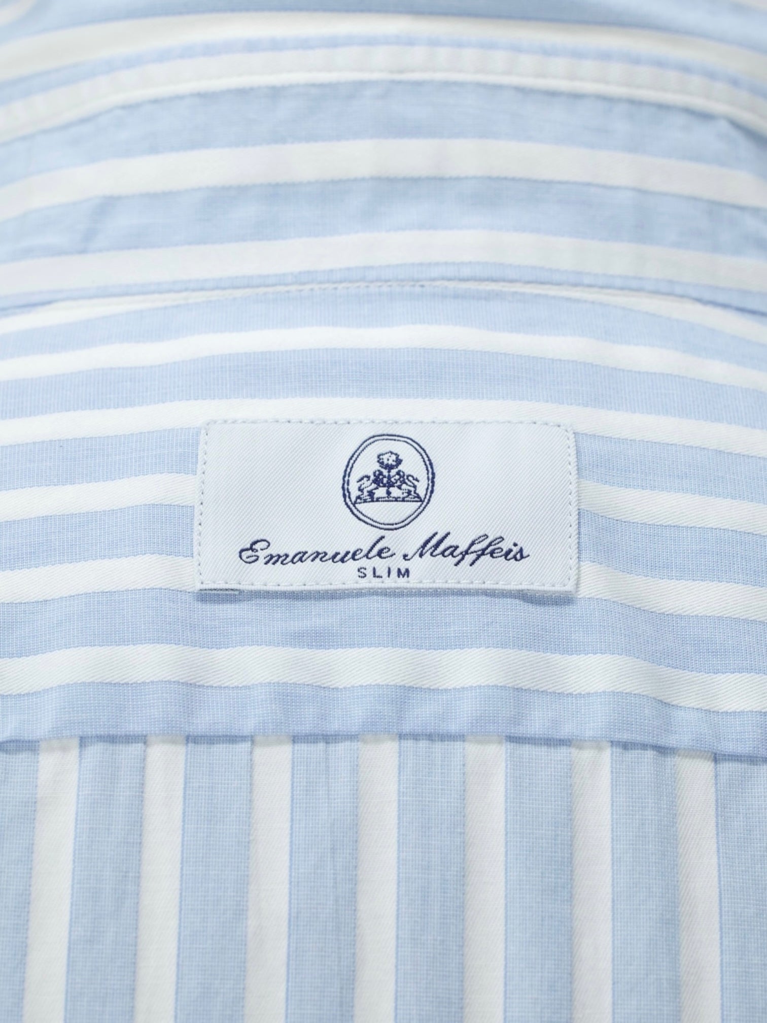 Emanuele Maffeis White & Light Blue Cotton Bengal-Stripe Shirt